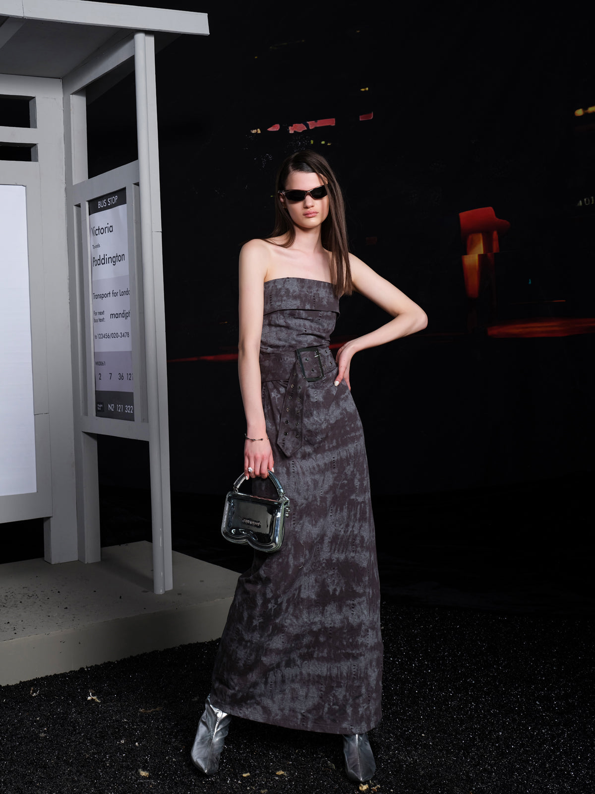 UpdateNN NORTH NODE Tie Dye Distressed Bustier Dress With Shorts Belt