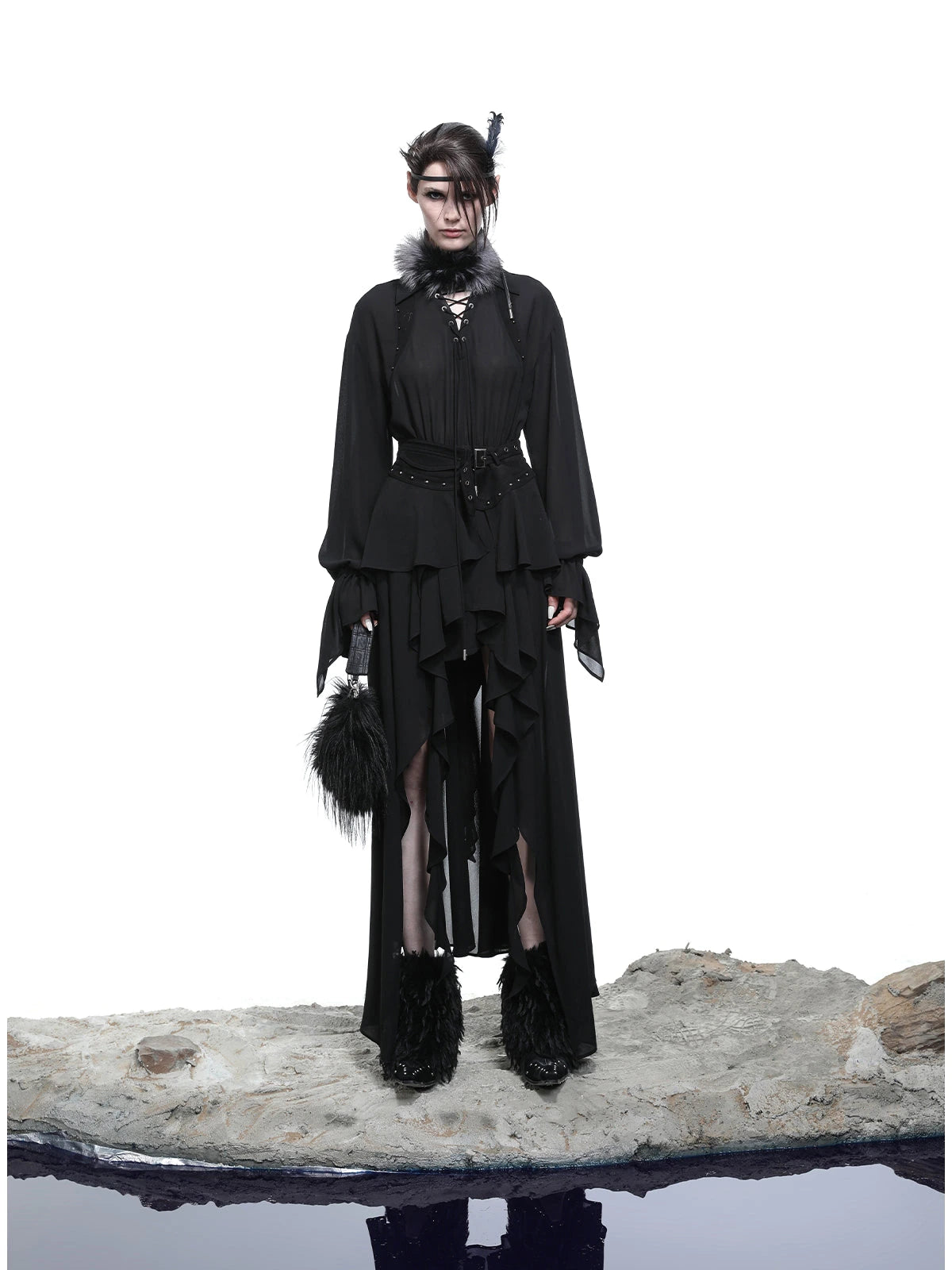 Petal Frilled Chiffon Layered Dress