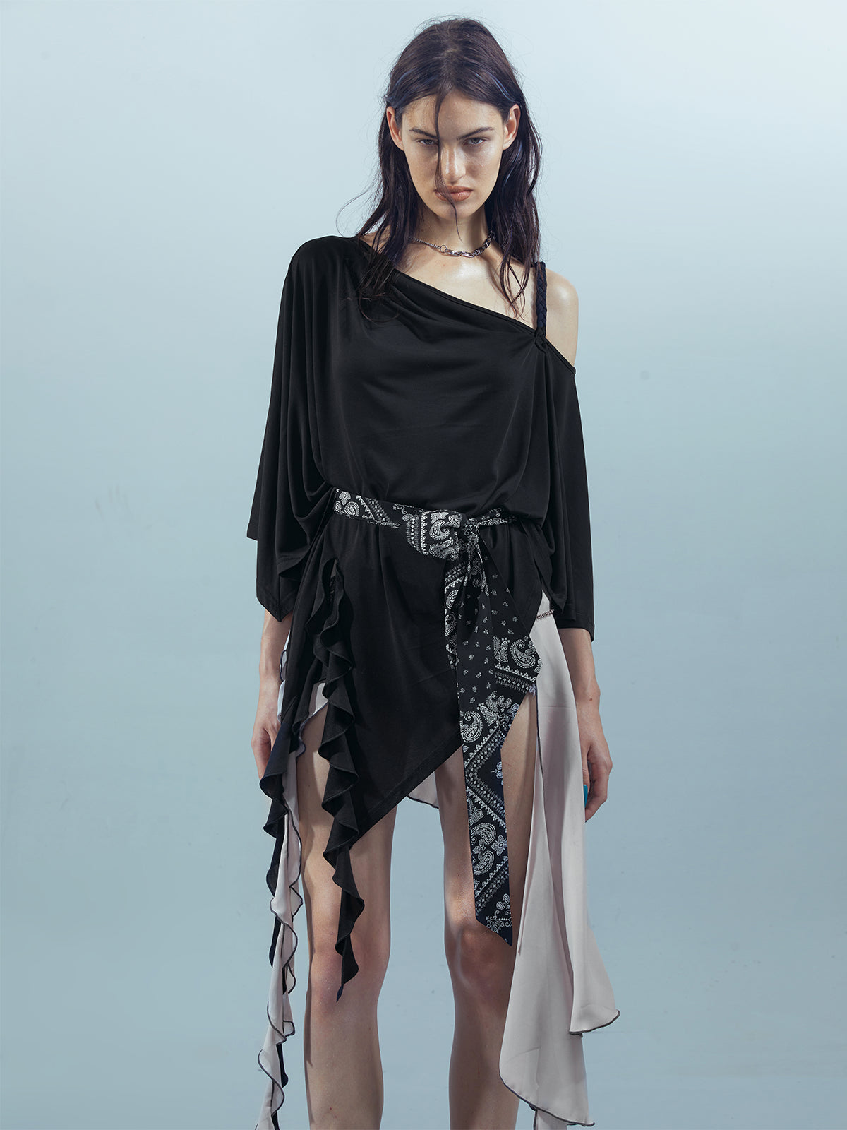 UpdateNN NORTH NODE Asymmetrical Ruffle One Shoulder Top