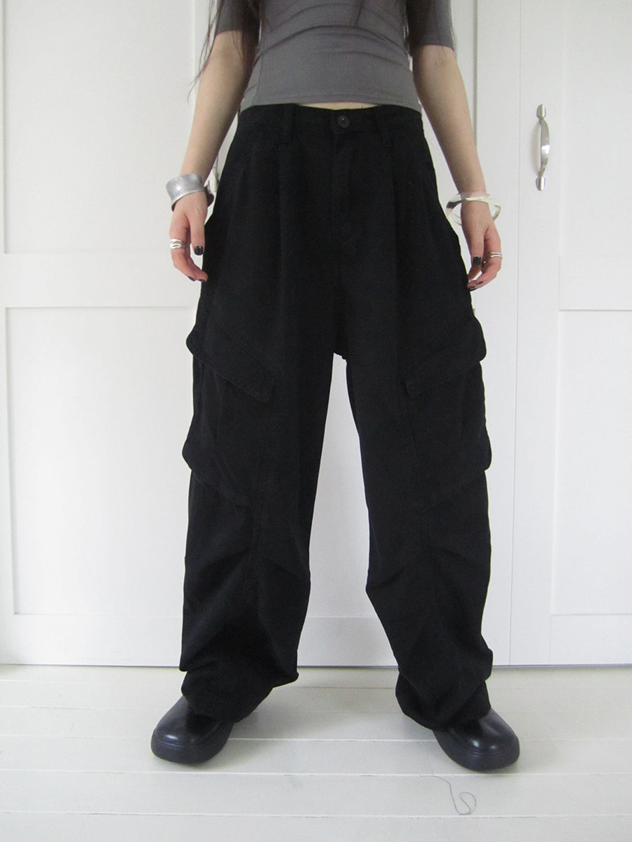 ang project Vintage Washed Pleated Pocket Cargo Pants