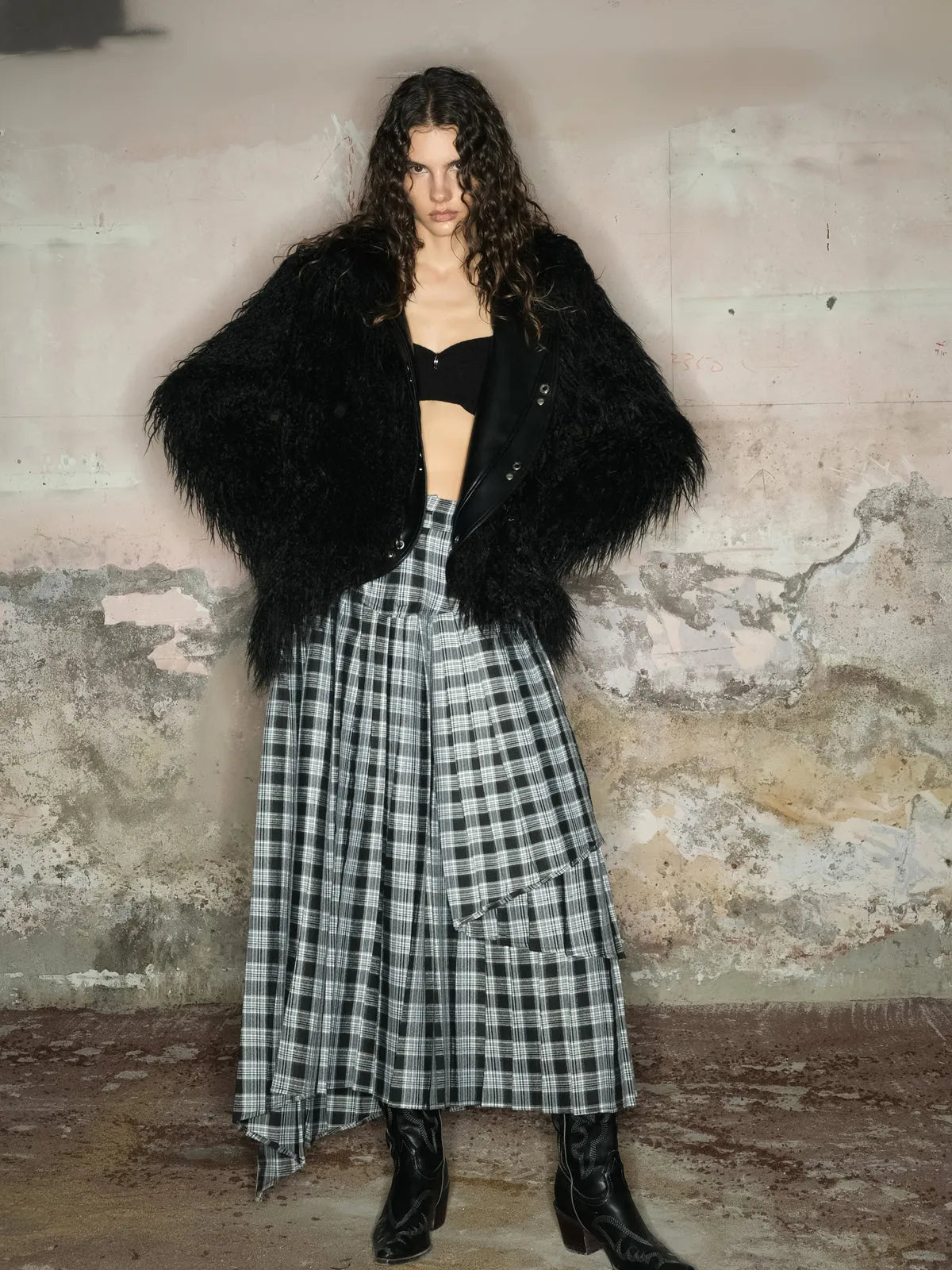 Long Plush Insulated Coat With Astral Motifs