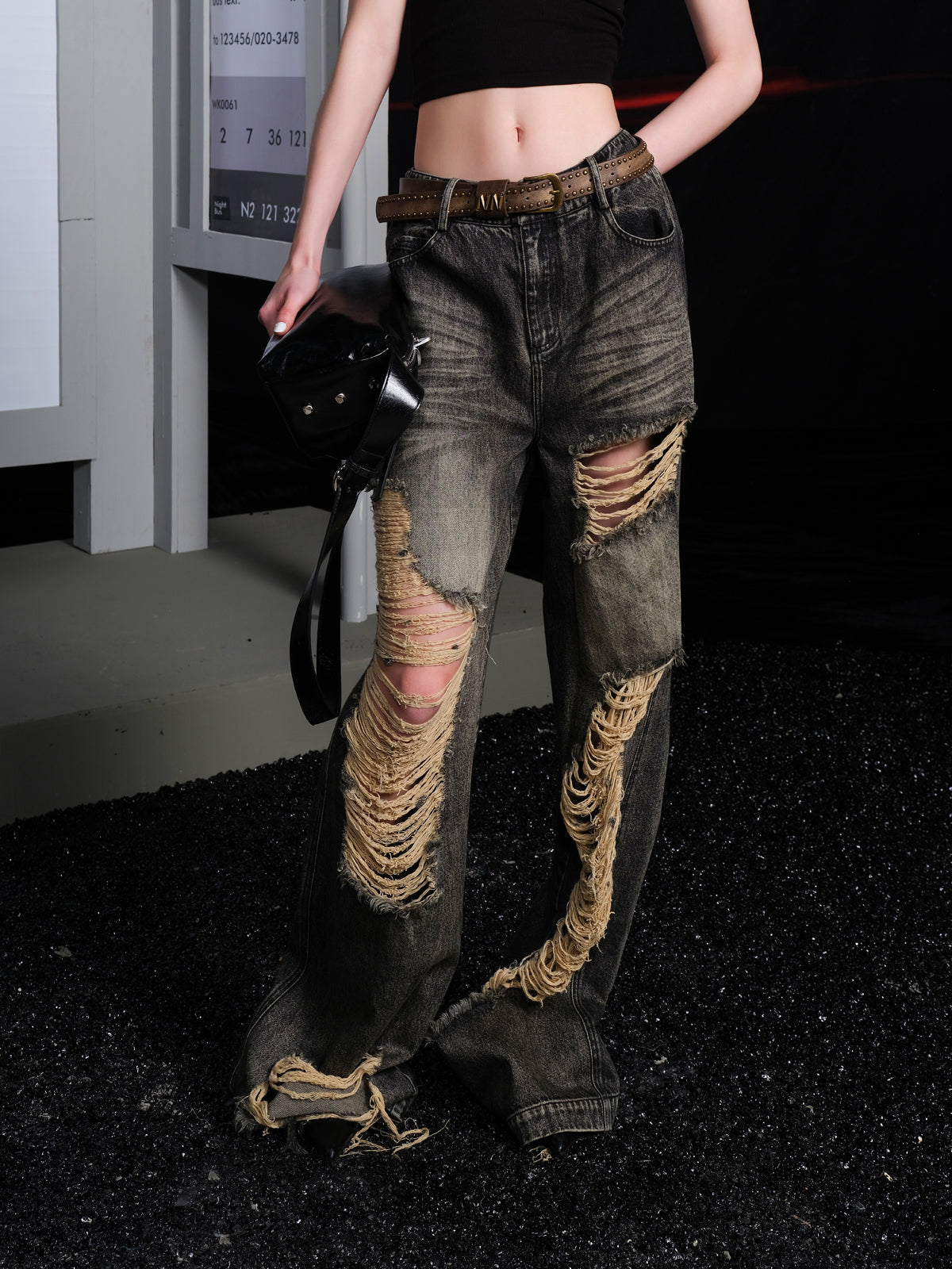 UpdateNN NORTH NODE Street Tipsy Distressed Wide Leg Jeans