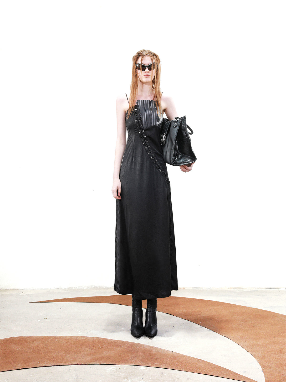 UpdateNN NORTH NODE Tie Front Contrast Panel Mini Dress