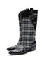 UpdateNN NORTH NODE Rivet Studded Checkered Mid Calf Boots