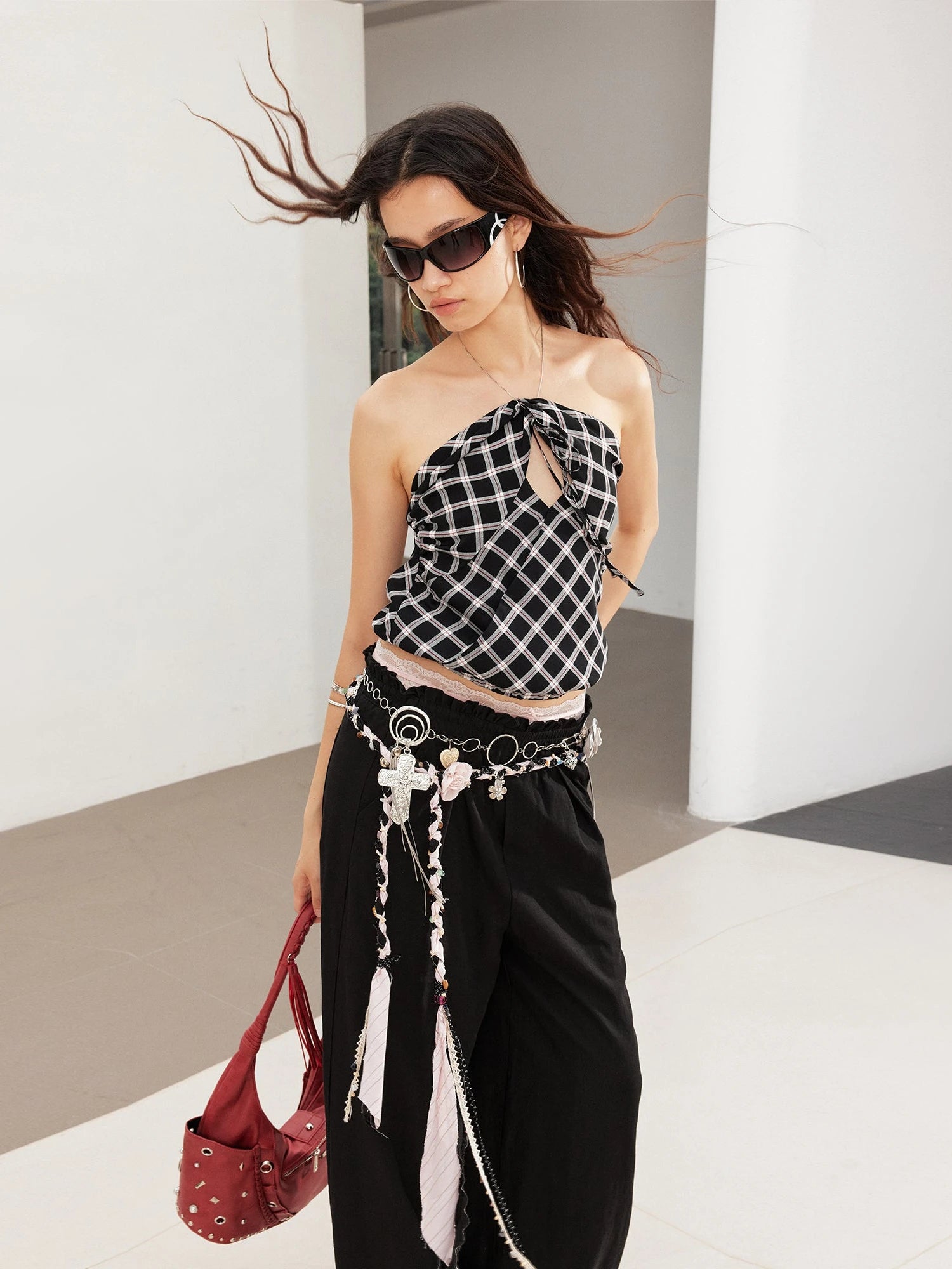 Vintage Snake Print Ruffle Tie Up Crop Top