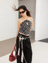 Vintage Snake Print Ruffle Tie Up Crop Top