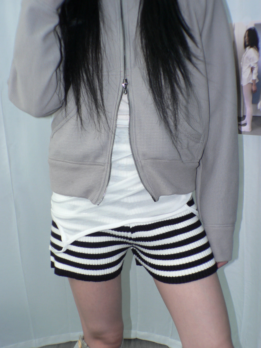 ang project Retro Stripe Knit High Waist Stretch Shorts