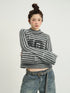 Dadaist Stripe Knit Sweater V-Neck T-Shirt Long-Sleeve