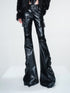 UpdateNN NORTH NODE Vintage Waxed Leather Flared Trousers