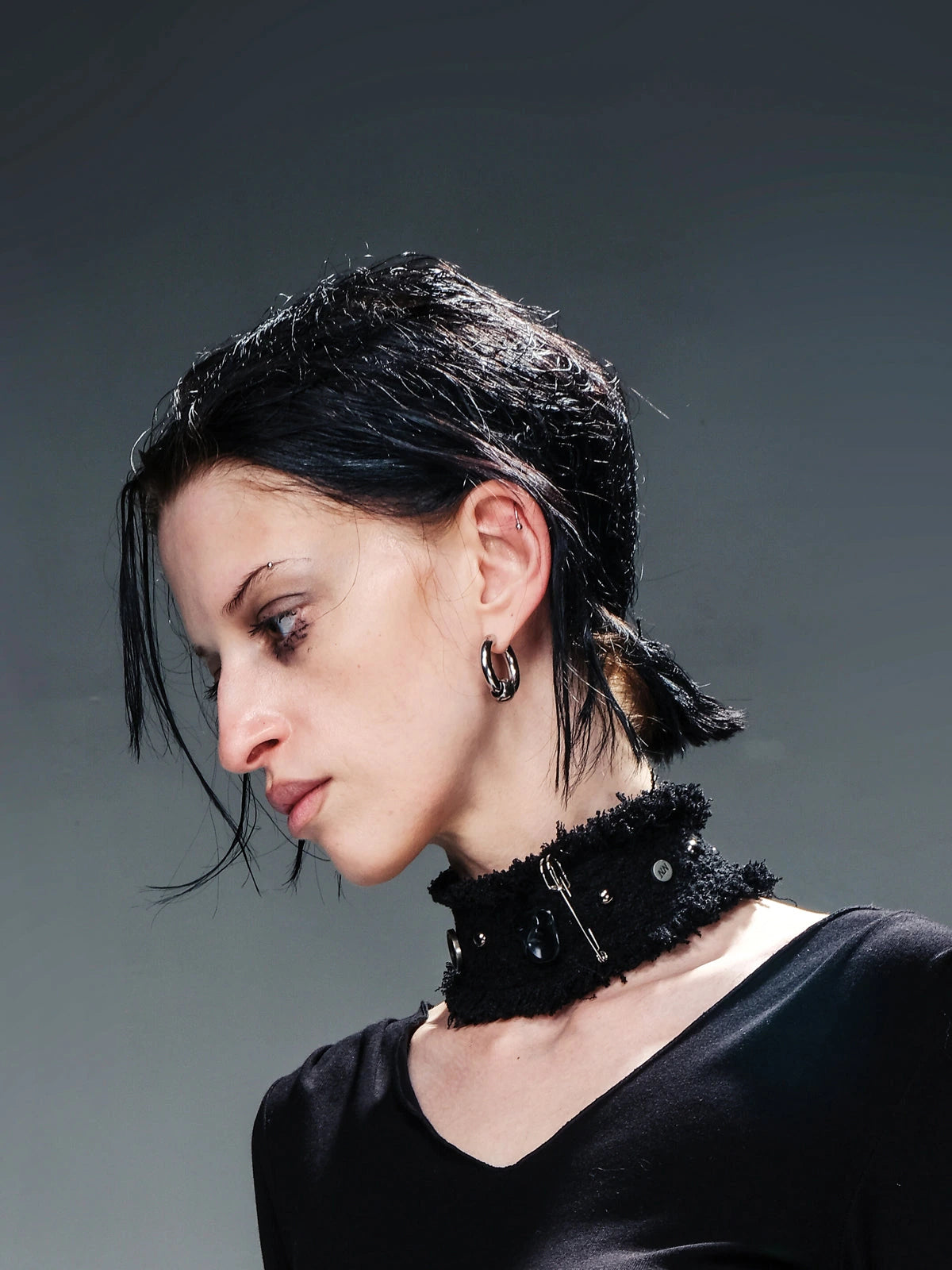 Fringed Tweed Set Edgy Jacket Asymmetric Skirt