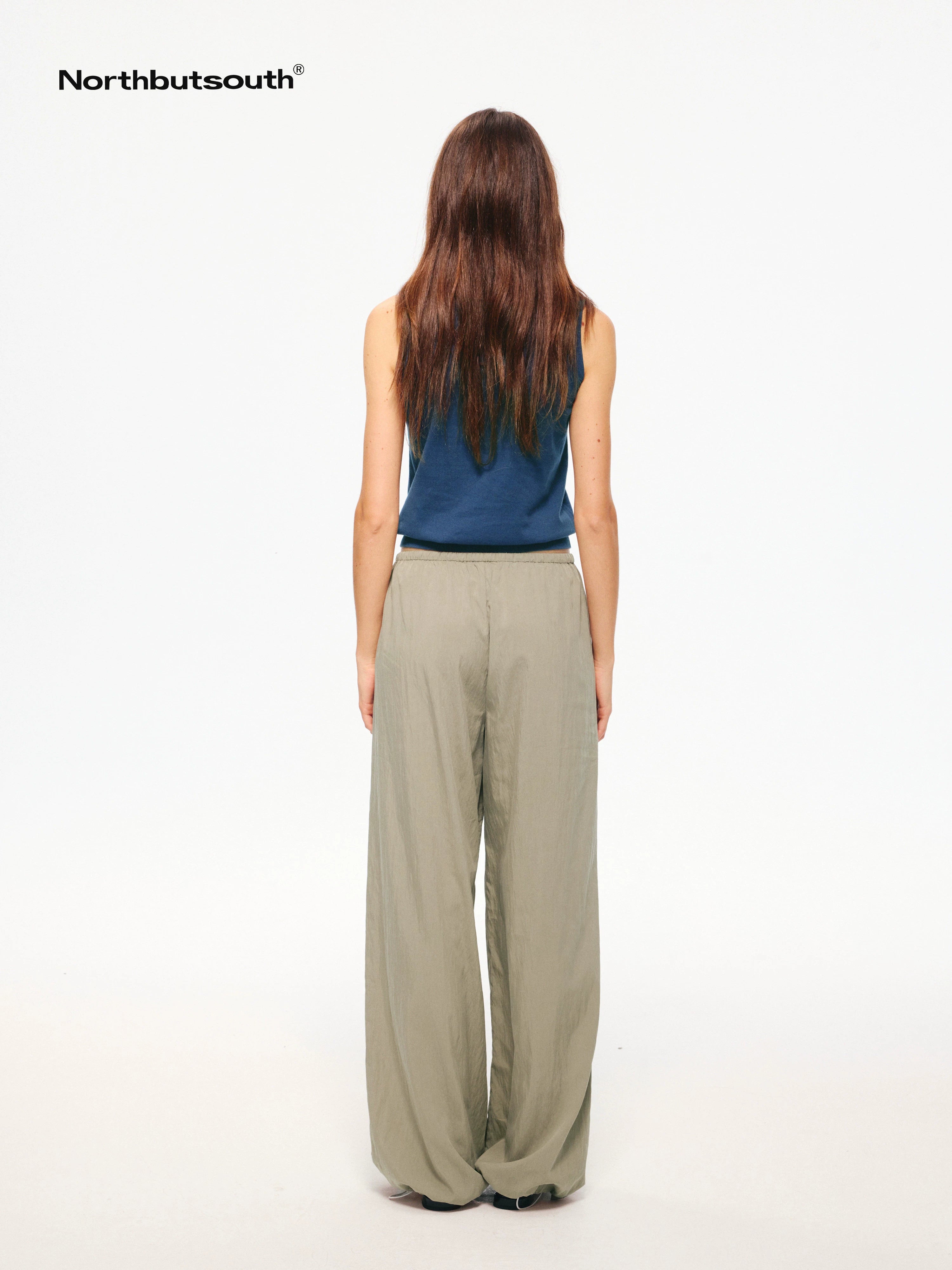 Black Cooling Elastic Waist Tapered Women&