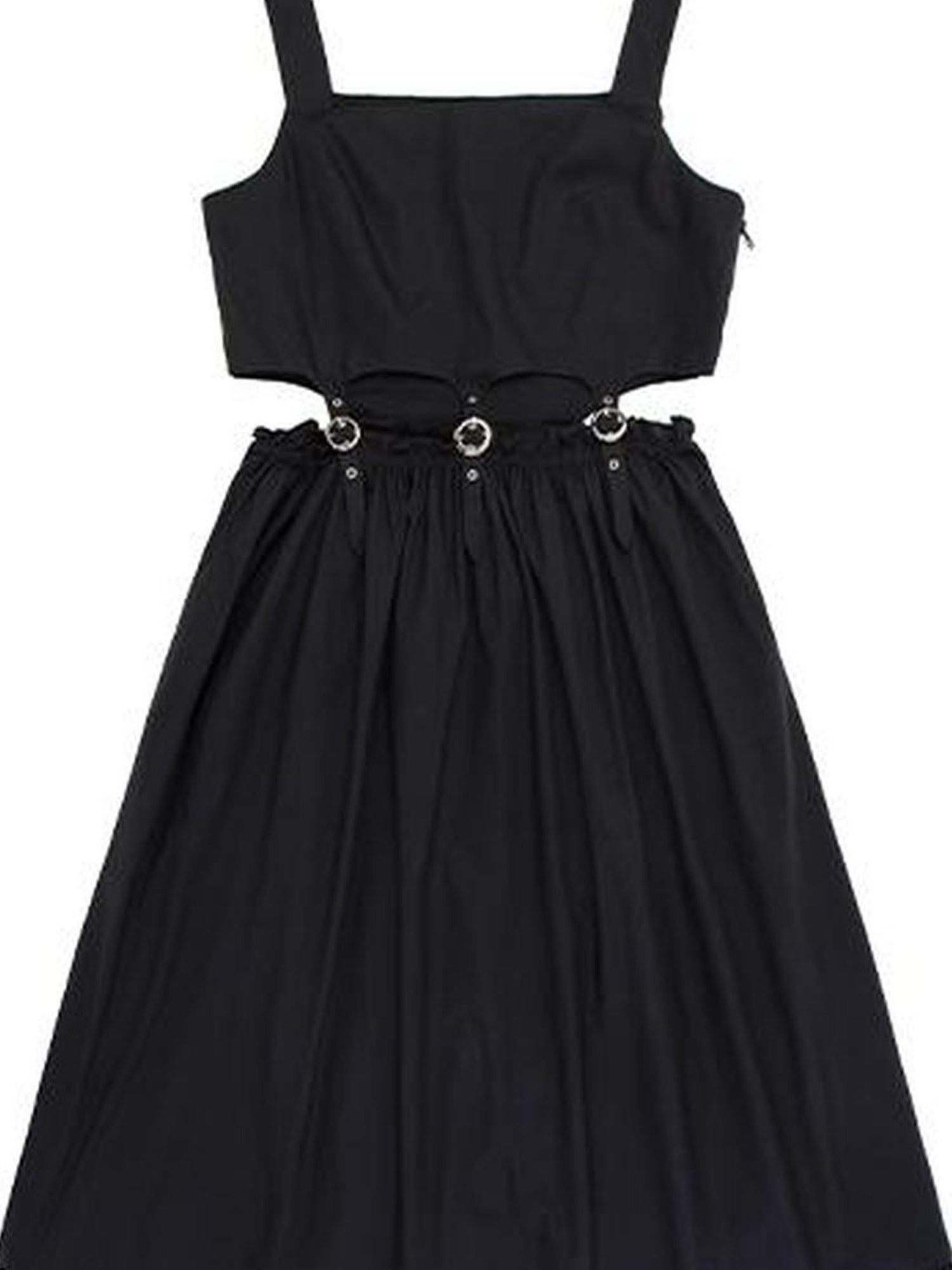 DIDDI MODA Black Cutout Ruffle Hem Sundress