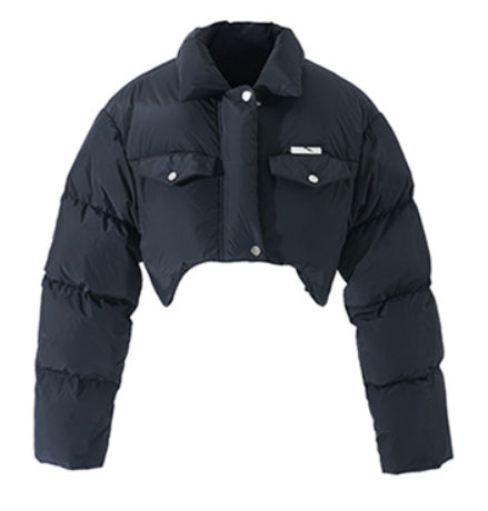 High Waisted Slim Fit Short Down Jacket Padded Baby Carrier Dress Set