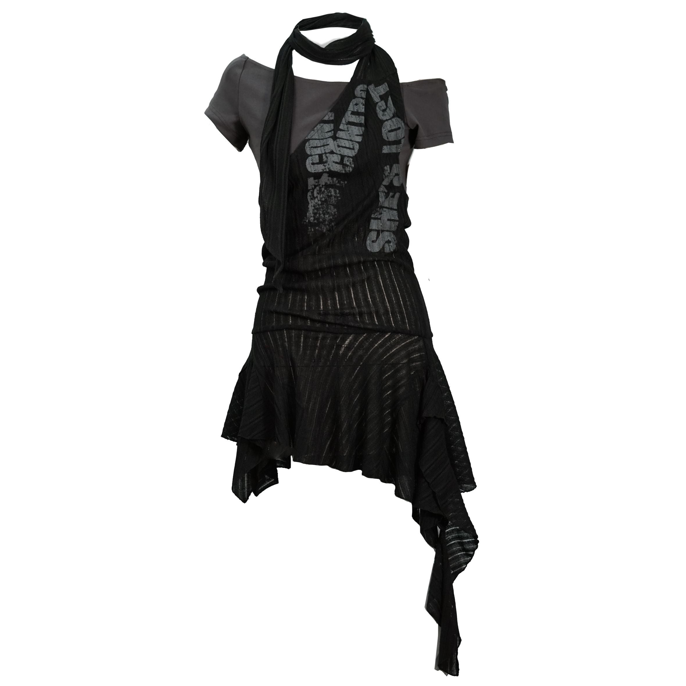 Update c Lost Road Print Layered Dress With Scarf