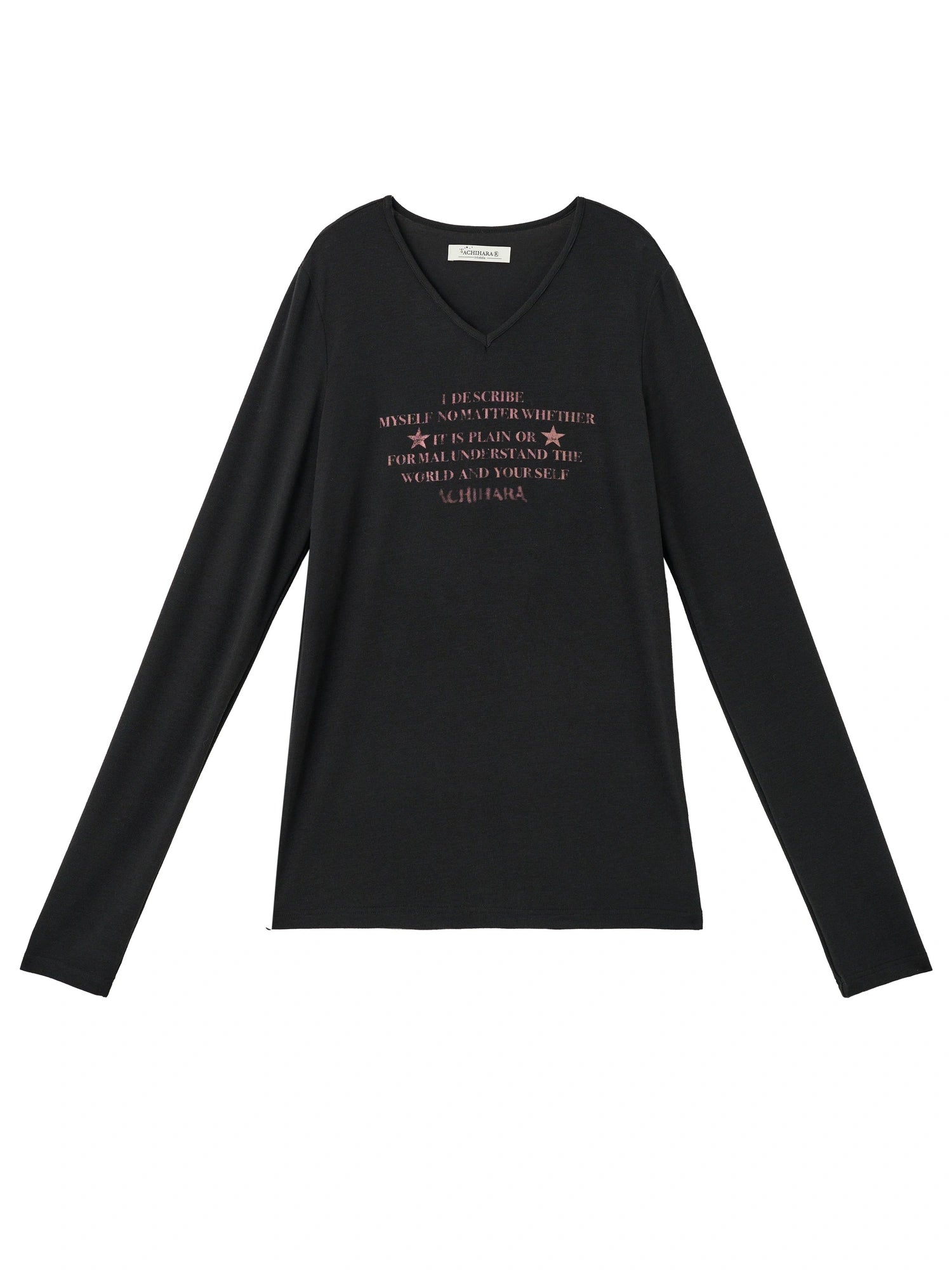 Long Sleeve T-Shirt With Inspirational Print Describe Yourself Beyond Rules