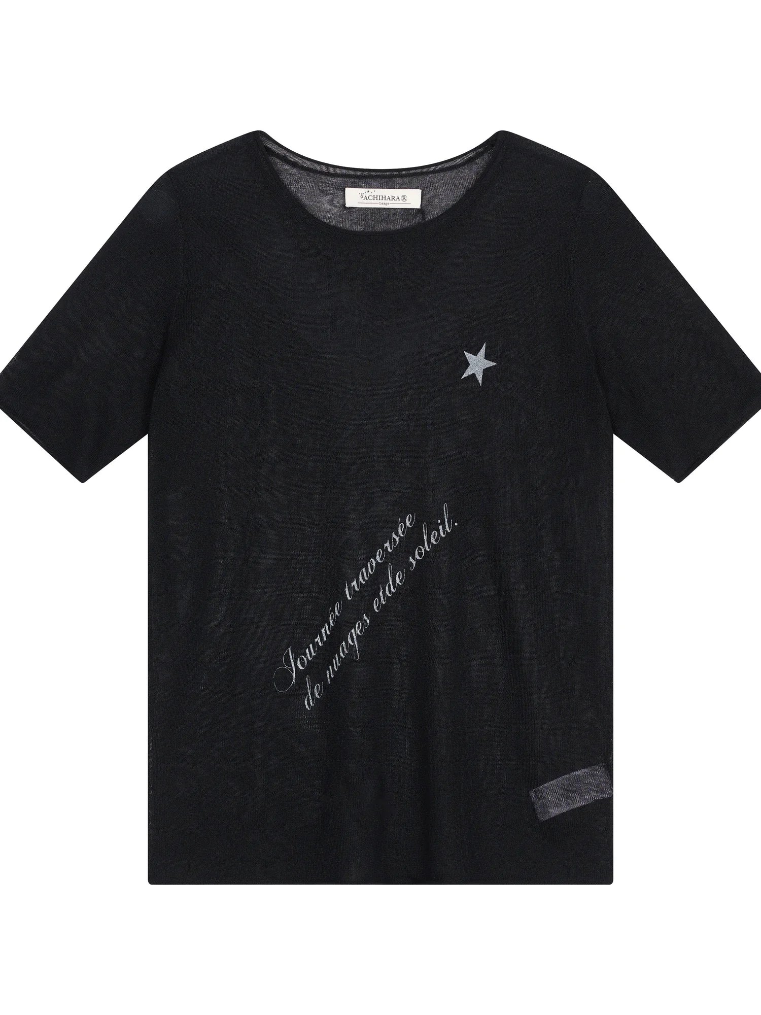 Sea Salt French Print Cropped Tee V-Neck T-Shirt Long-Sleeve