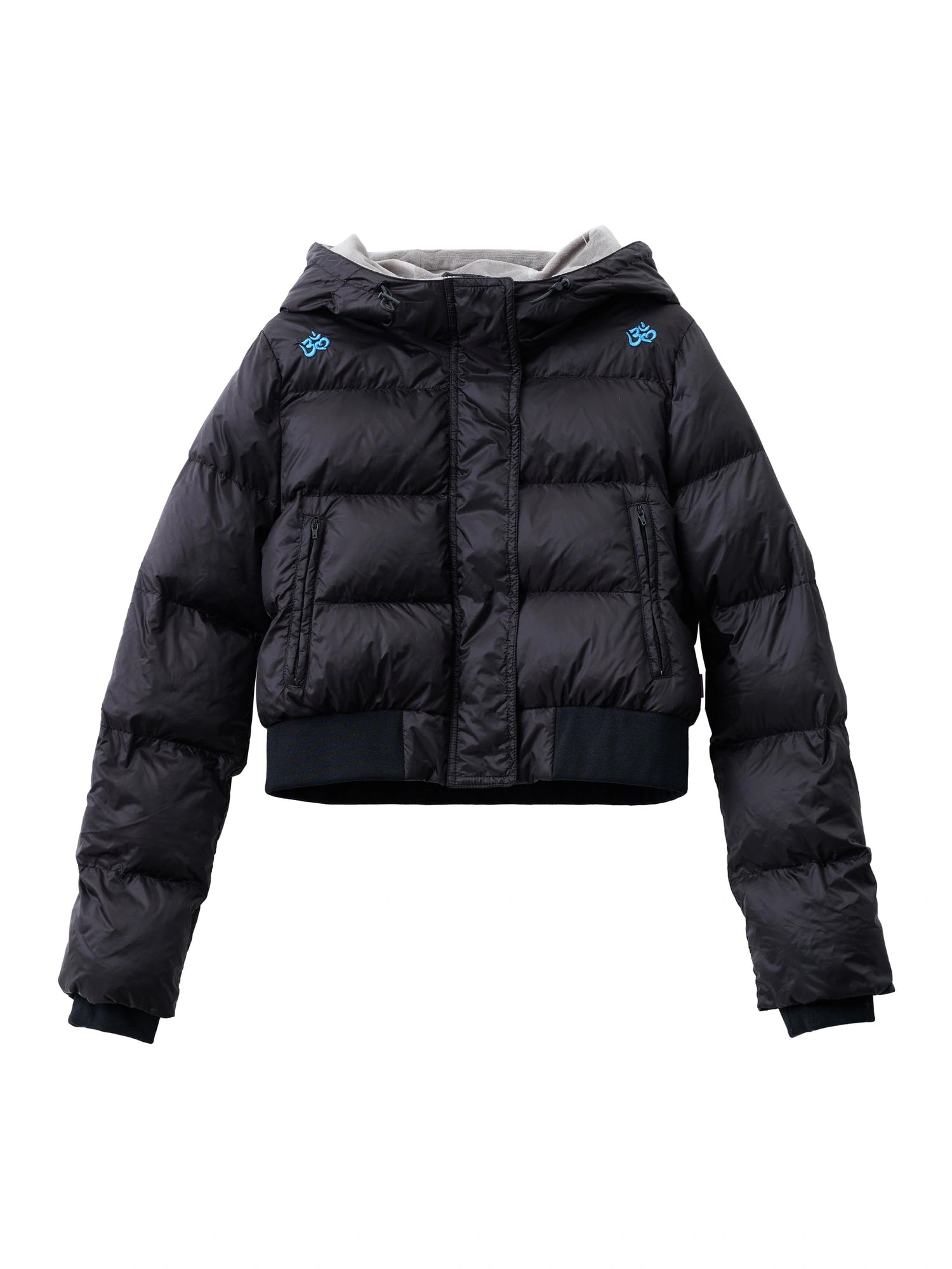 Om Embroidered Short Puffer Jacket