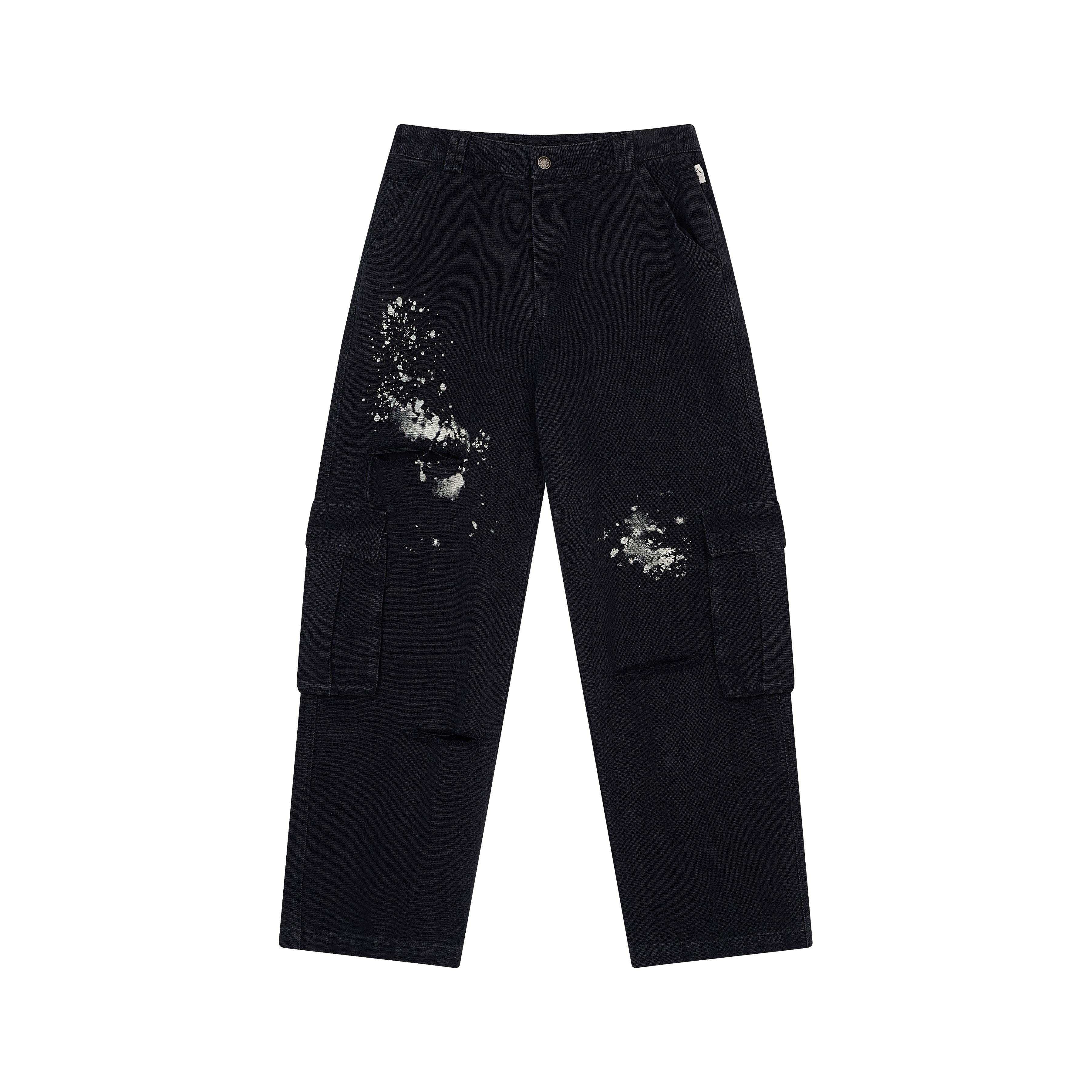 Achihara Faded Ink Canvas Cargo Pants