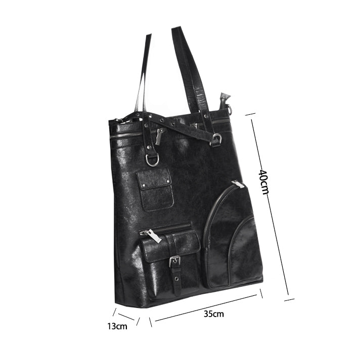 Vintage Cracked Leather Motorcycle Tote Bag