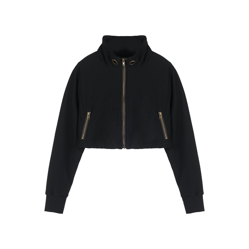 Achihara Sheer Mesh Long Sleeve Crop Sun Jacket