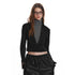 ALINNV STUDIO Fitted Mock Neck Two Layer Top With Split Cuff
