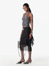 Layered Sheer Mesh Skirt With Belt Detail Mini Dress