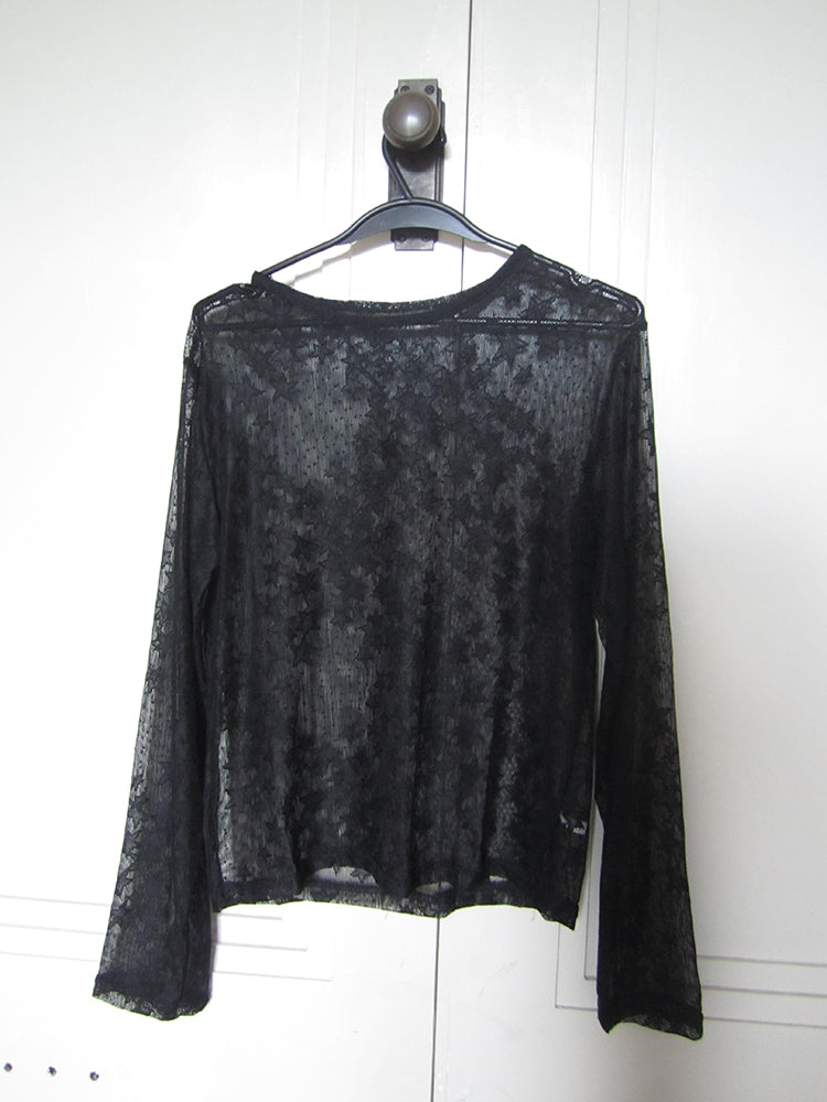 Updateang project Star Sheer Layering Tee Summer Lightweight Long Sleeve Top