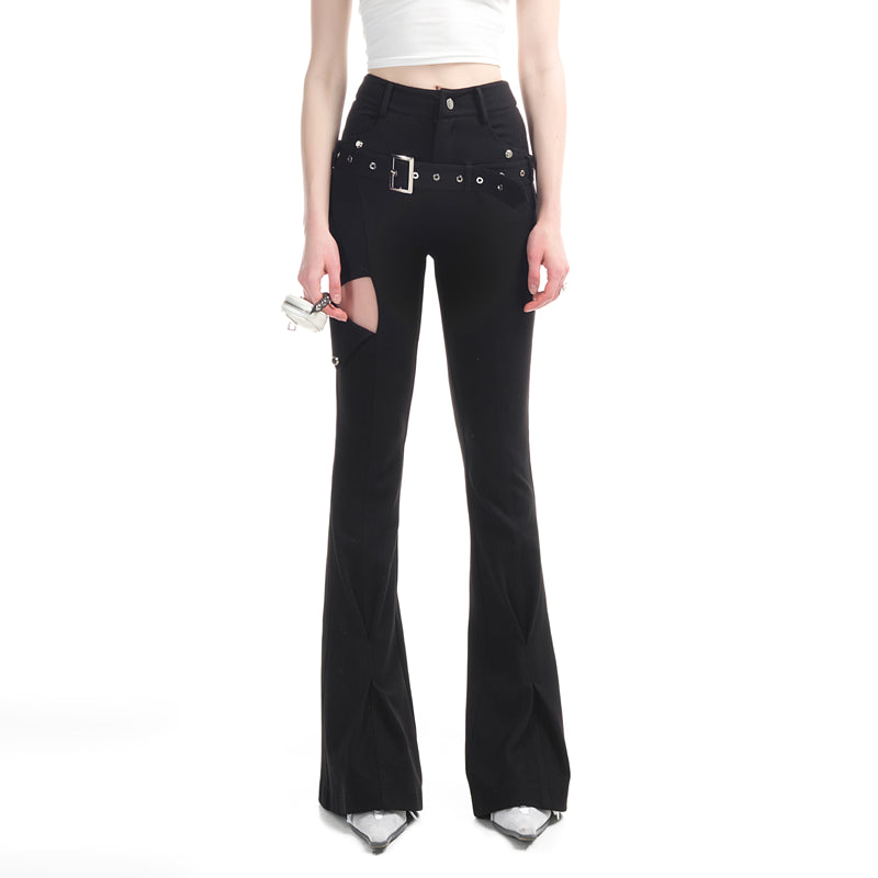 UpdateNN NORTH NODE Slim Flare Denim Knit High Waist Trousers