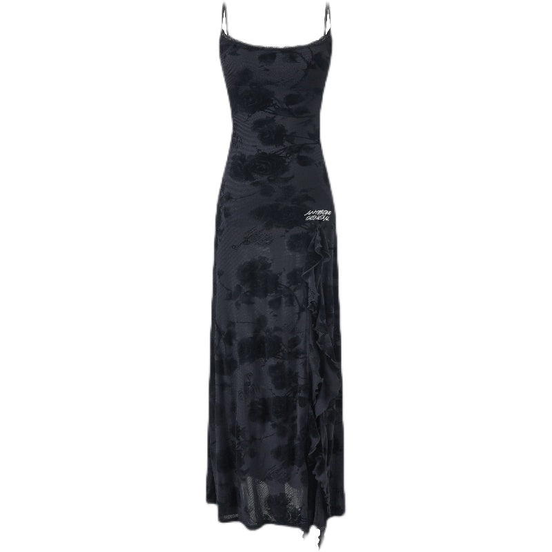 Update Anti Being General Black Rose Strapless Slip Dress Set