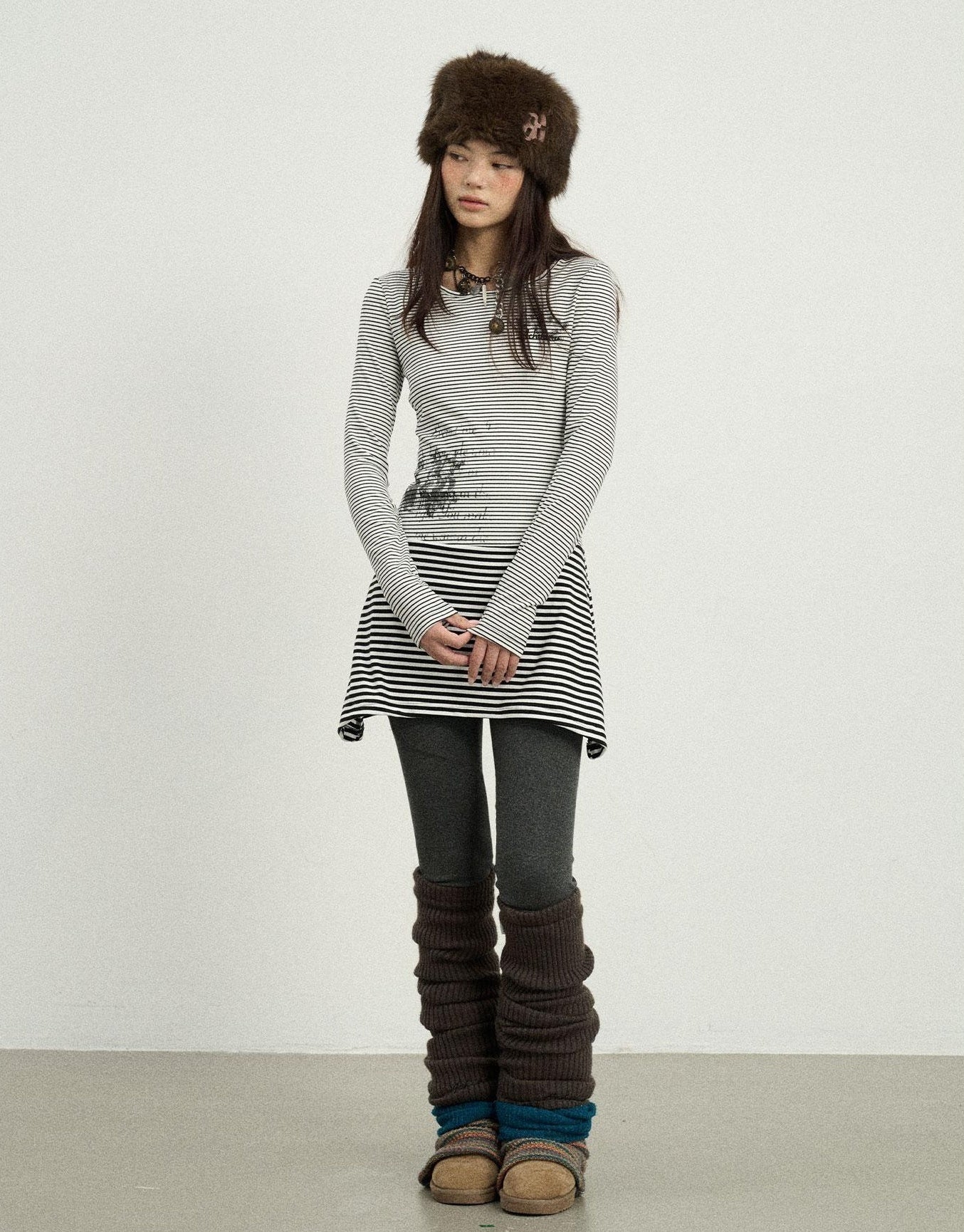 Achihara Black Love Striped Rock Dress