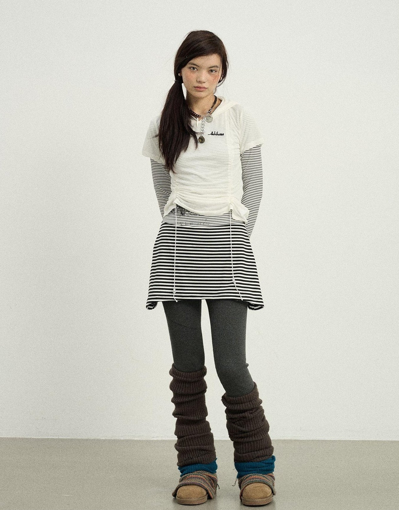 Achihara Black Love Striped Rock Dress
