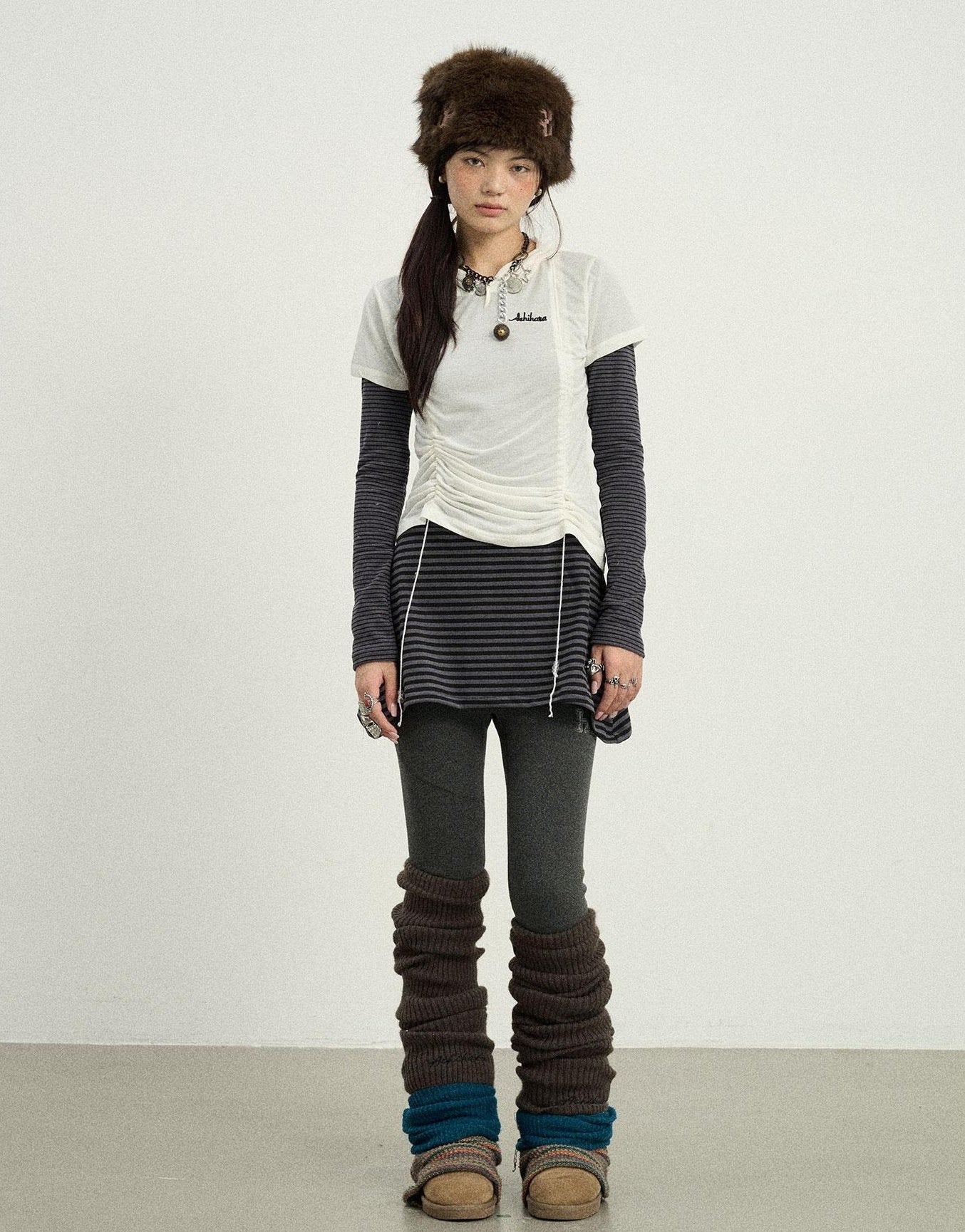 Achihara Black Love Striped Rock Dress