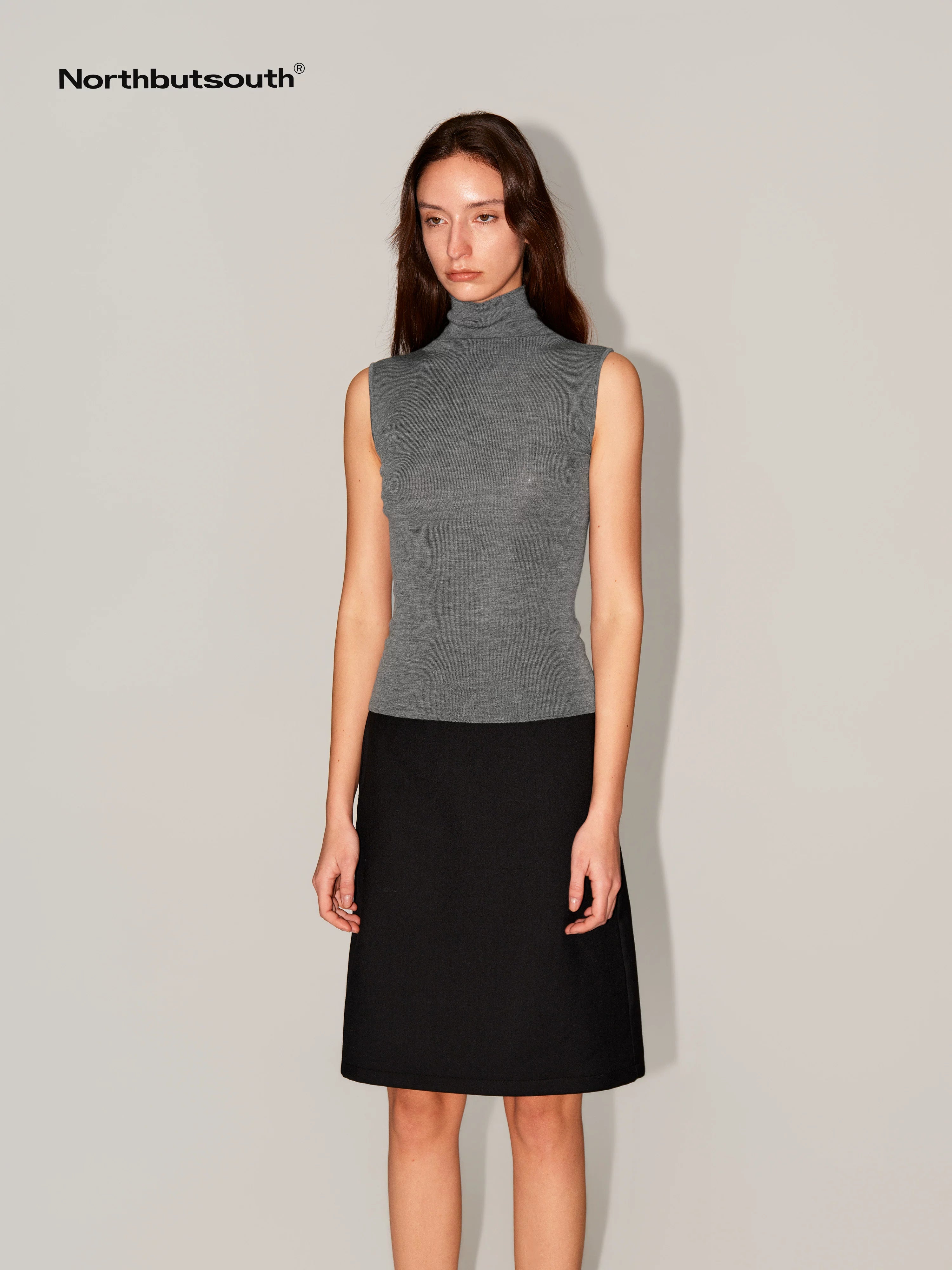 Black Mid Low Waist A Line Women&