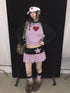 Black Pink Polka Dot Low Waist Pleated Bubble Dresses