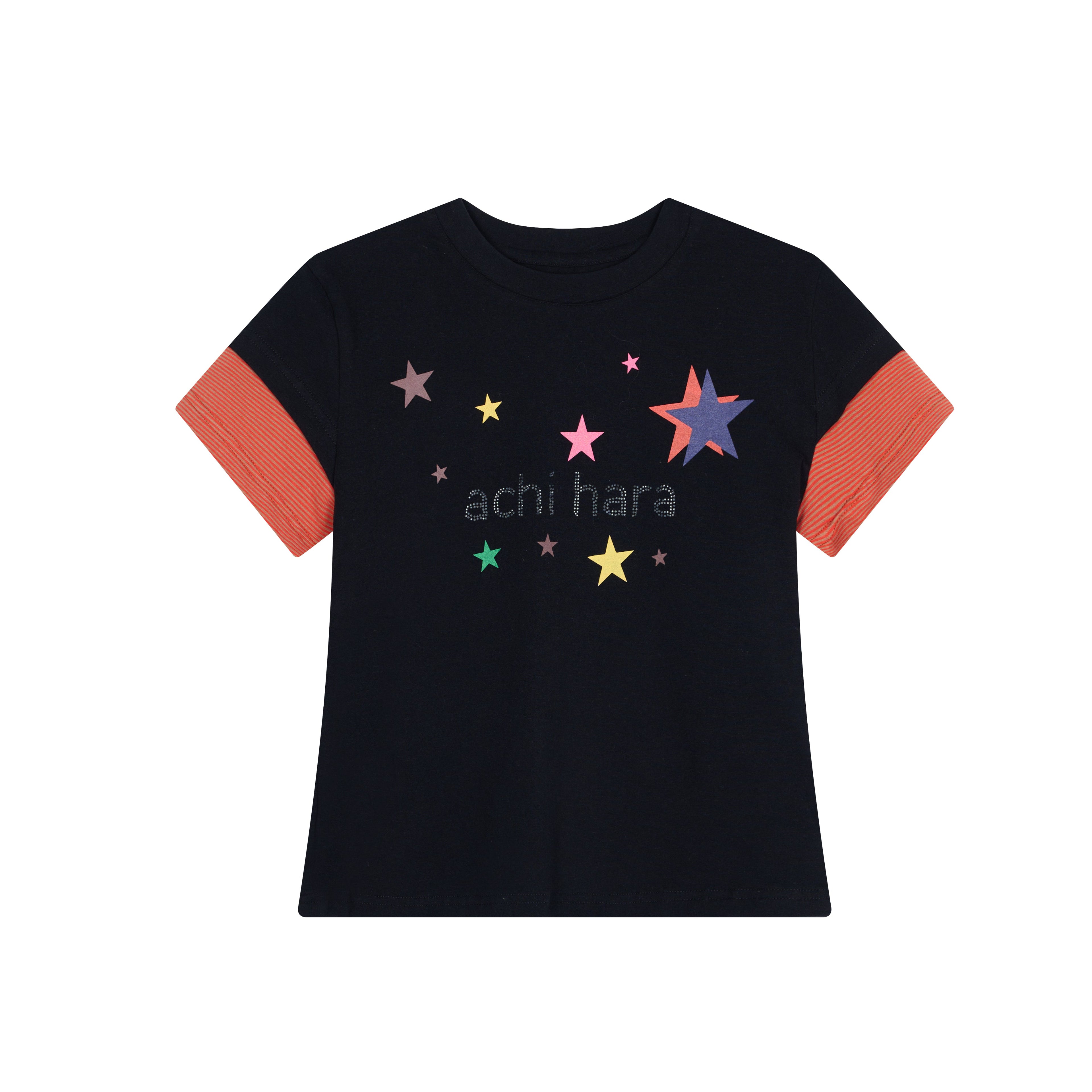 Achihara Jumping Sugar Starry Tee V Neck T Shirt Long Sleeve