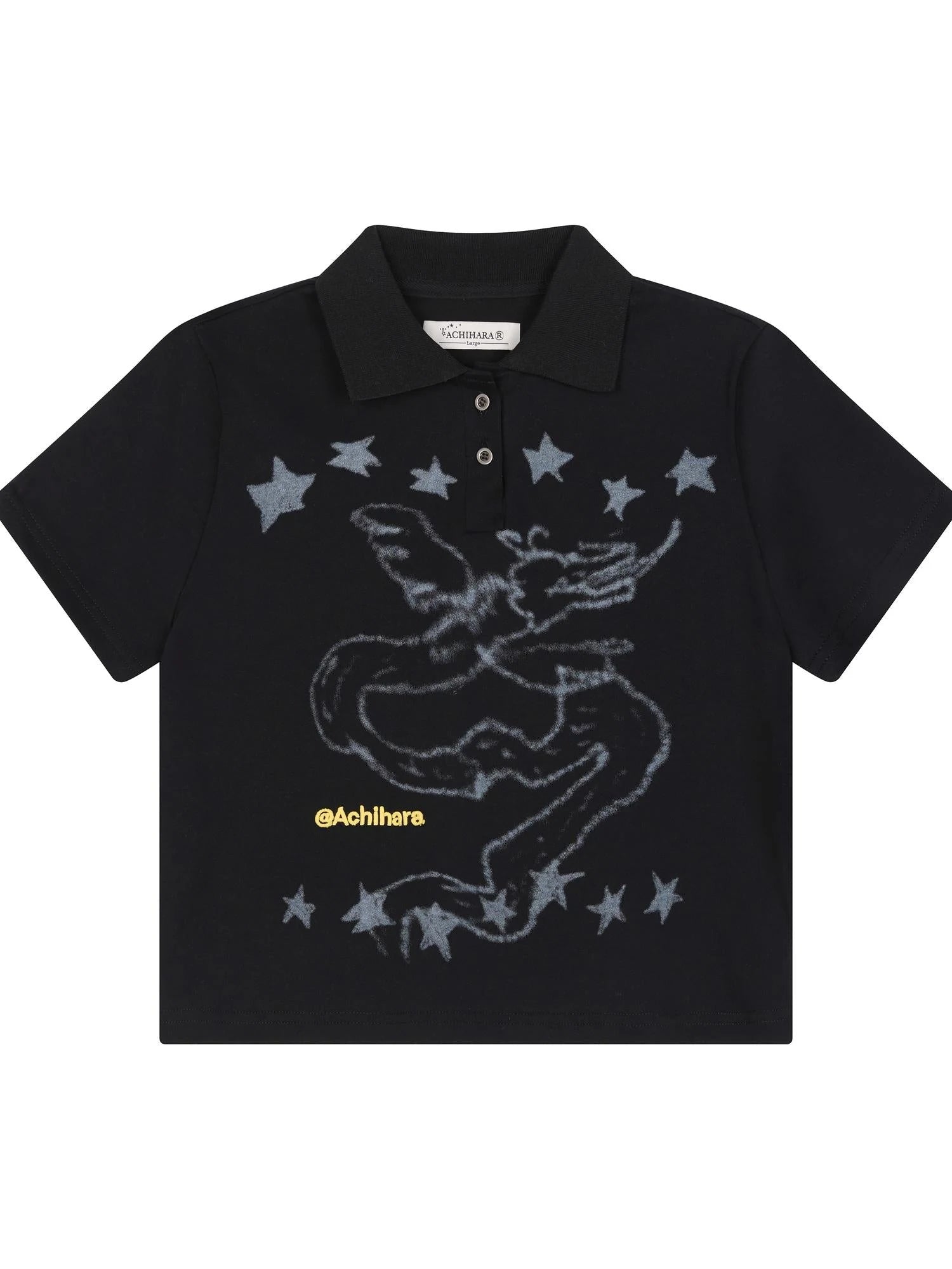 Digital Dragon Polo Tee V-neck T-shirt Long-Sleeve