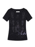 Romanesque Print Tee V-neck T-shirt Long-Sleeve