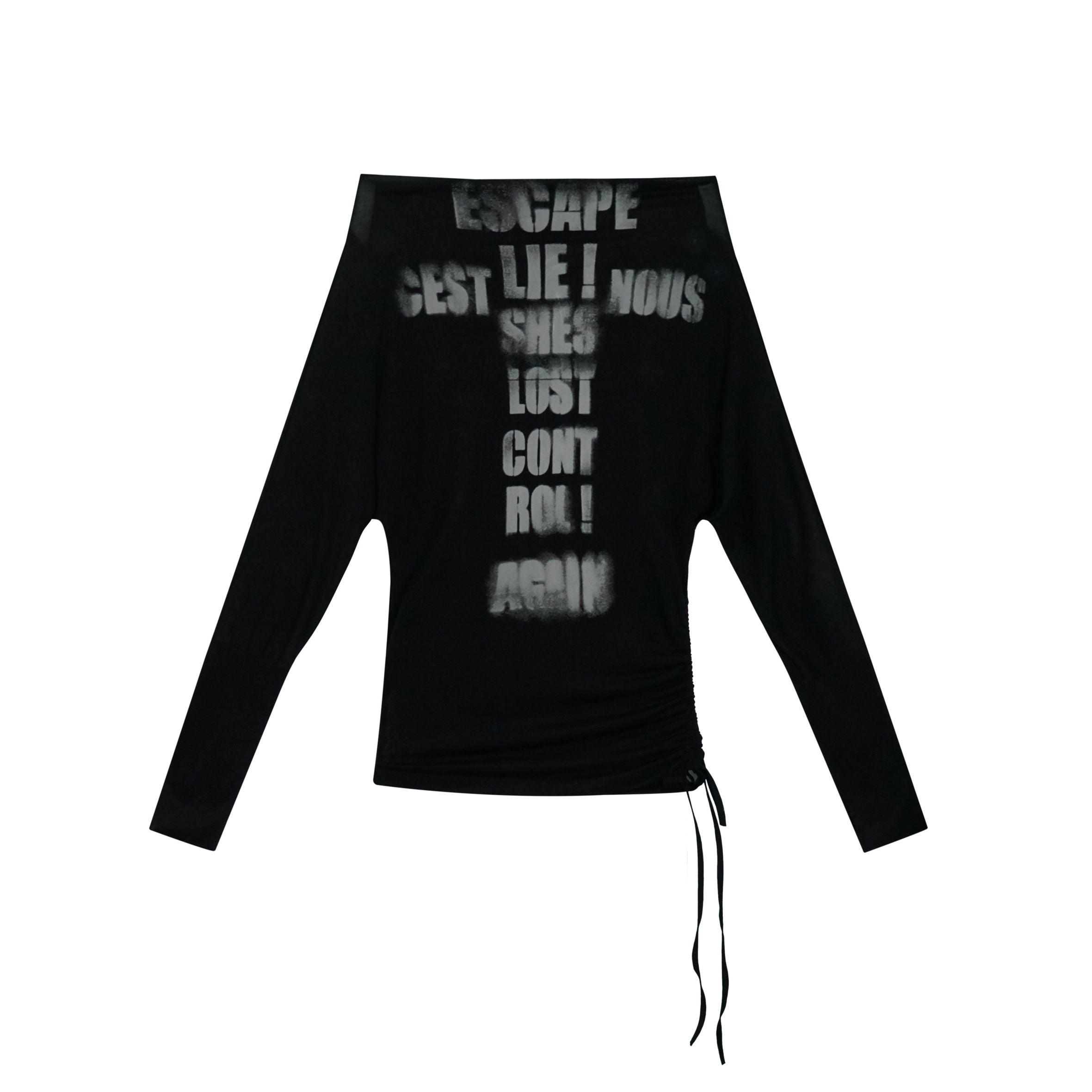 Update c Cross Print Rayon Batwing Long Sleeve Tee