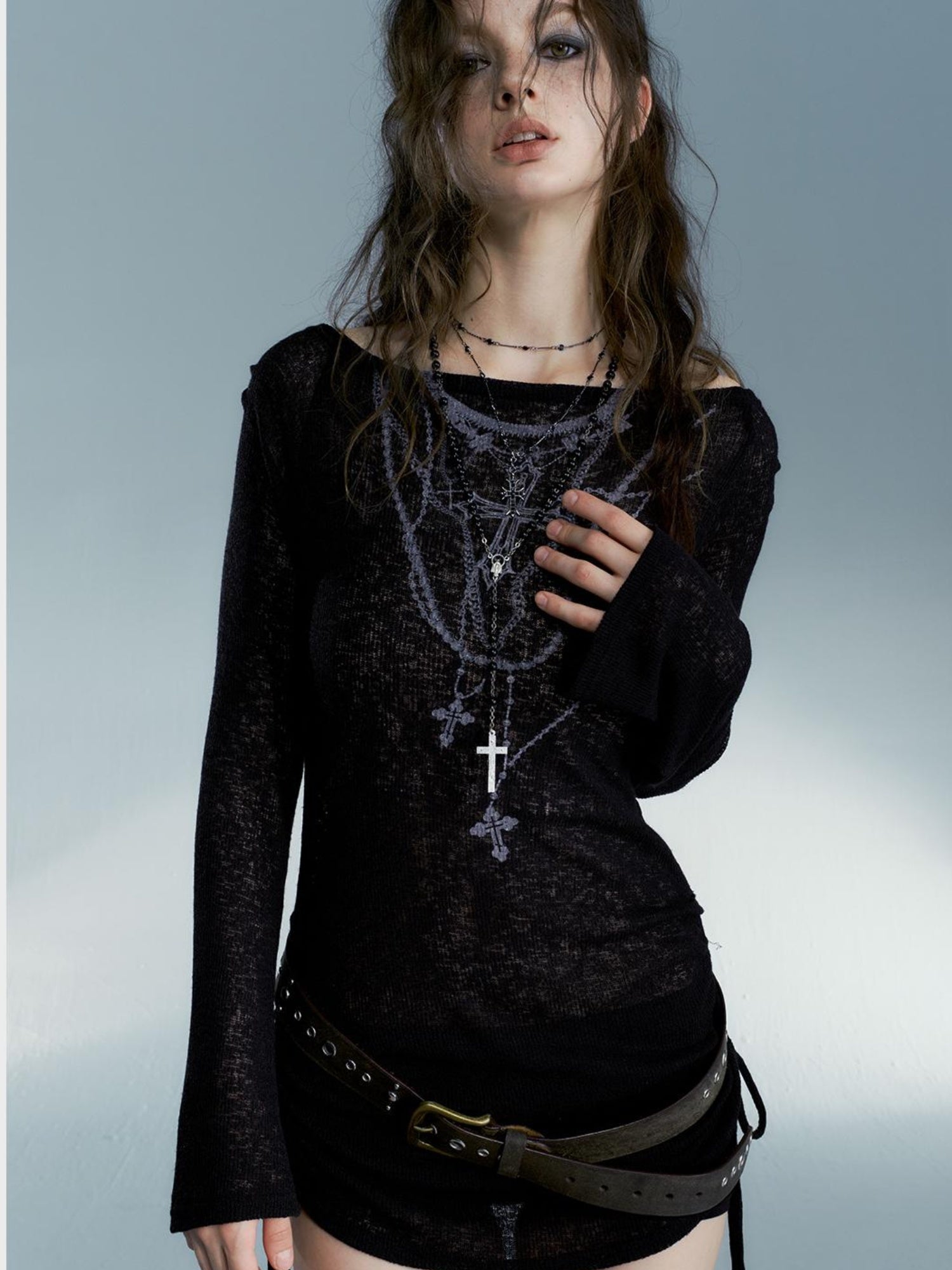 STRIKE A POSE Black Sexy Off-Shoulder Long Sleeve T-Shirt For Women