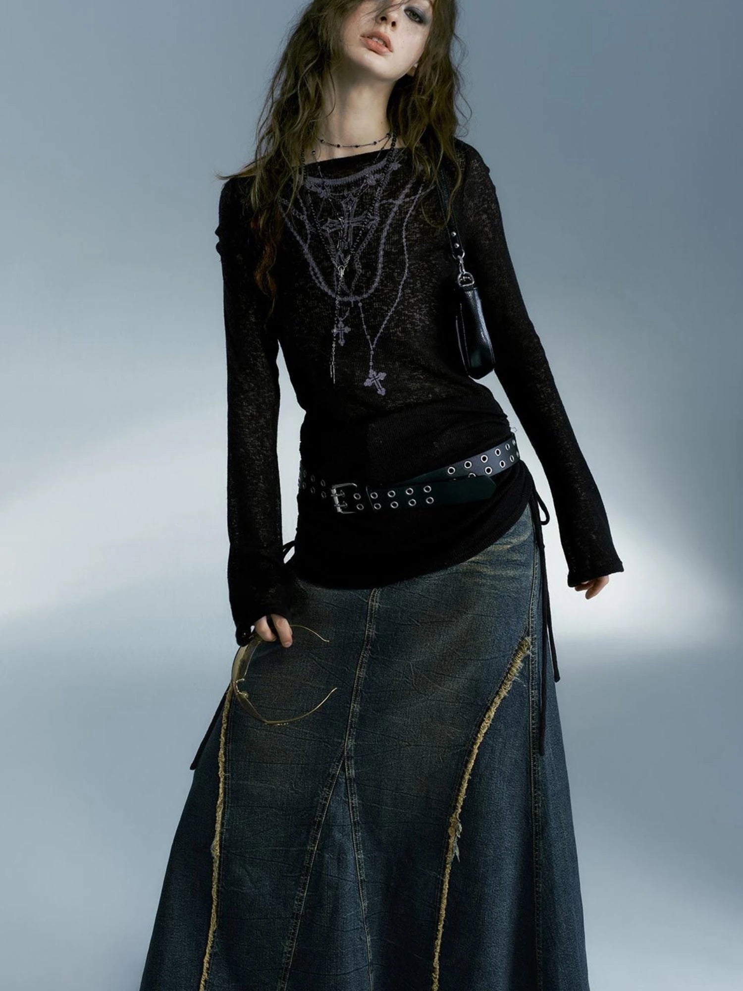 Black Sexy Off-Shoulder Long Sleeve T-Shirt For Women