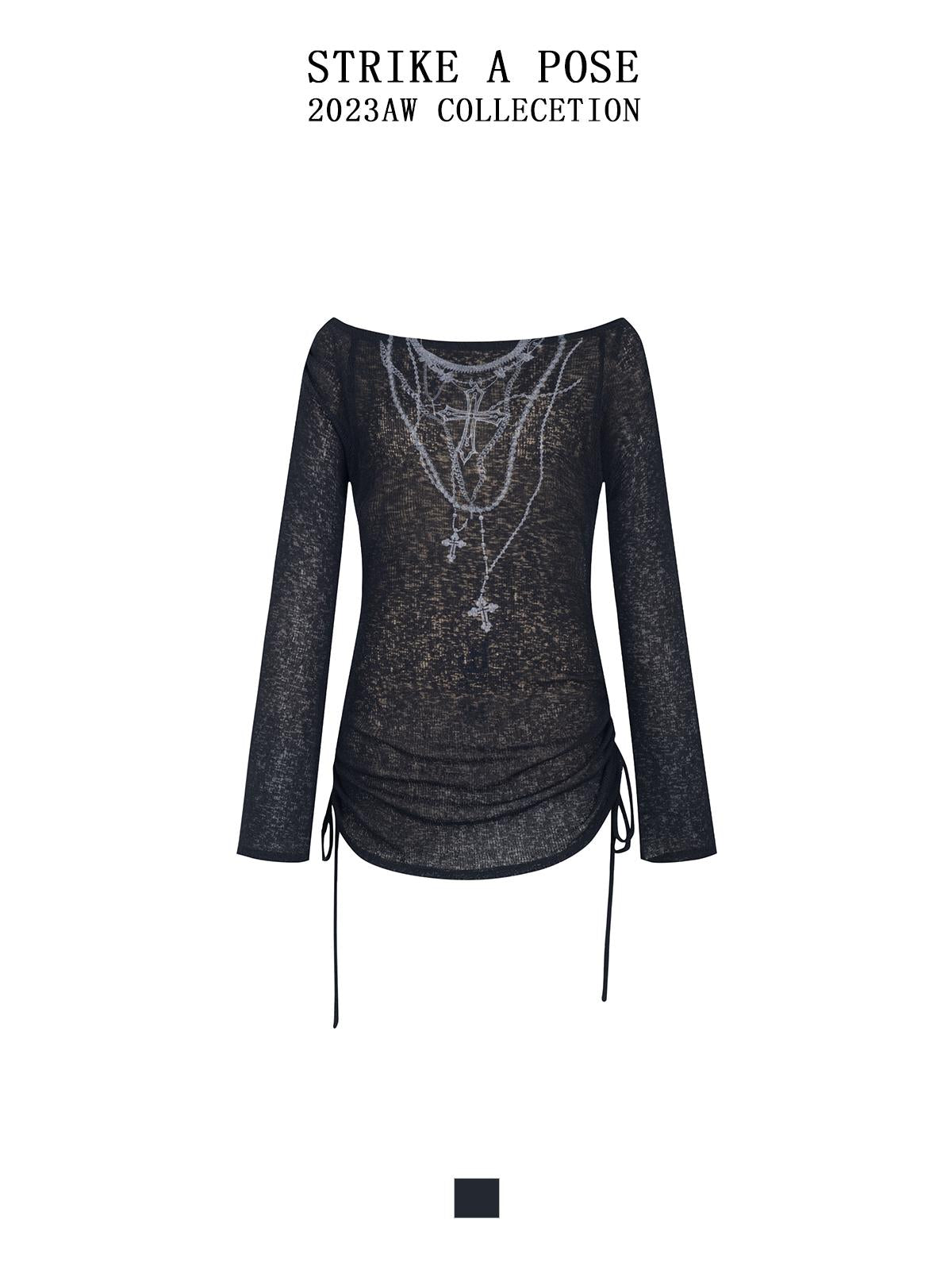 STRIKE A POSE Black Sexy Off-Shoulder Long Sleeve T-Shirt For Women