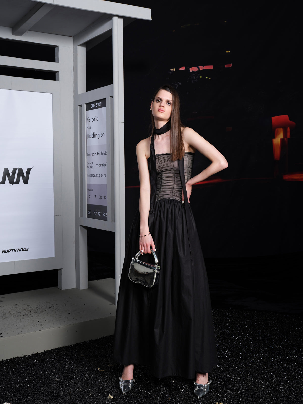 UpdateNN NORTH NODE Banquet Escape Pleated Bustier V-Neck Dress