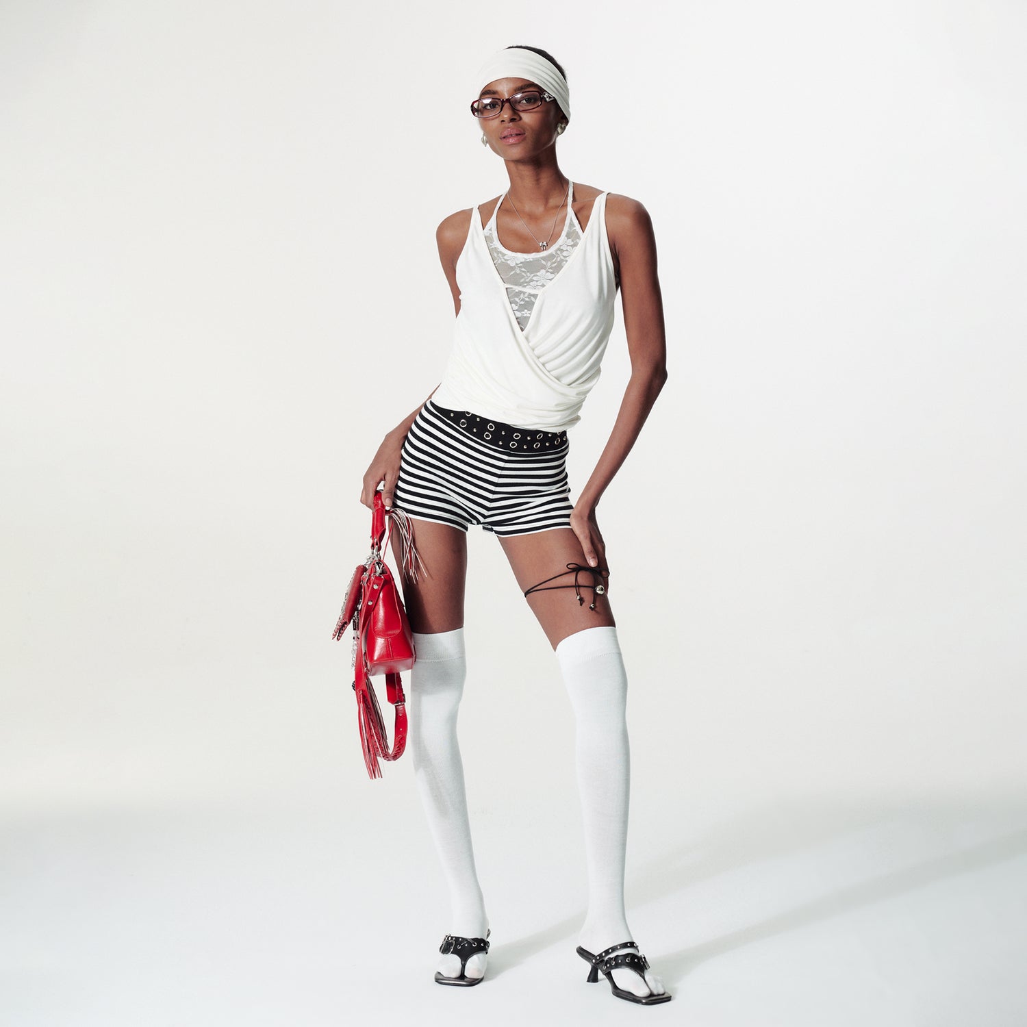 2th Desire Punk Dot Lace Up Waist Elastic Mini Shorts Leggings