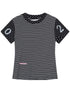 Fault Stripe Dot Print Tee Retro Vintage Style Cotton Blend