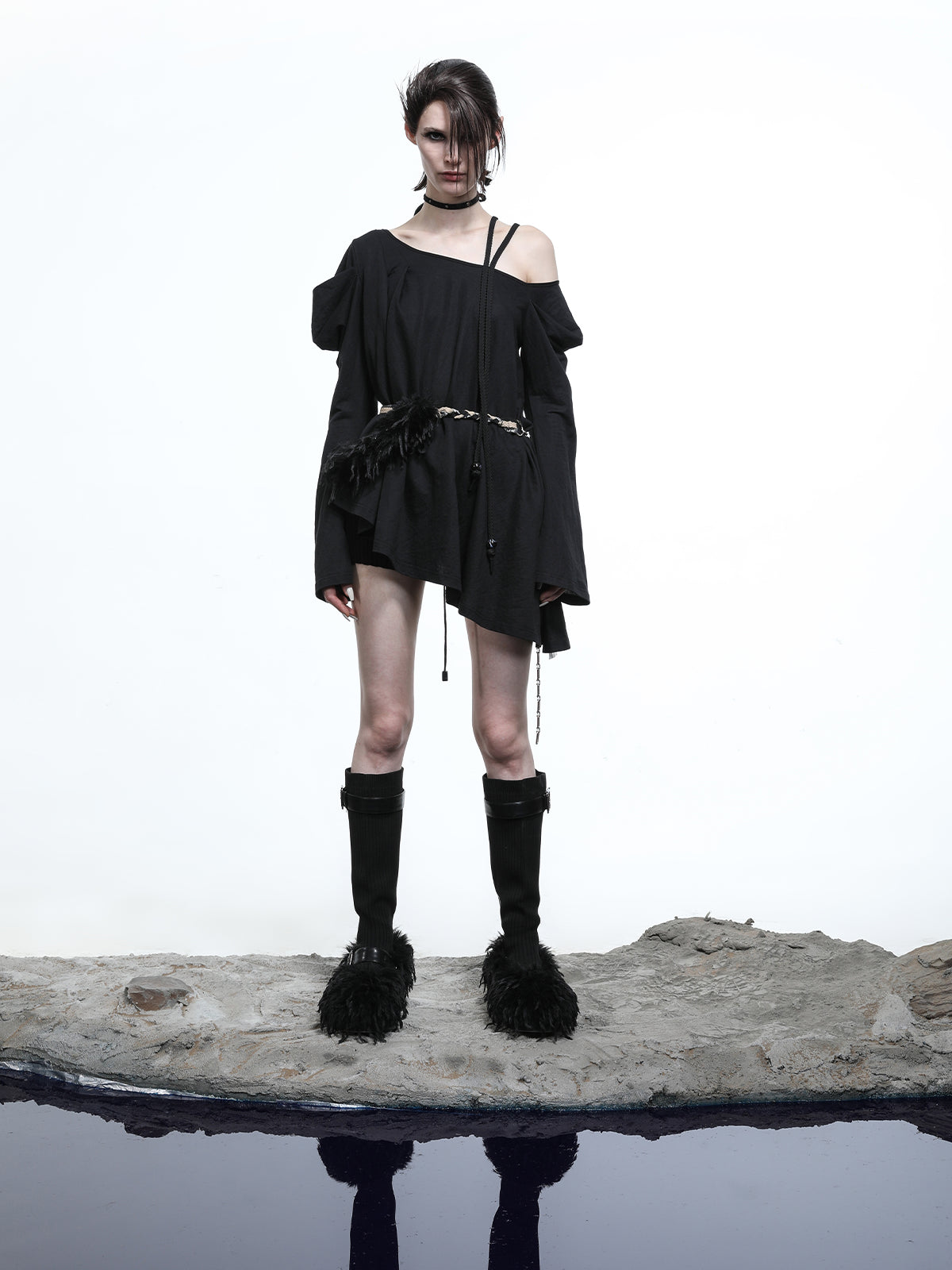 NN NORTH NODE Lunar Shoulder Draped Knit Tunic