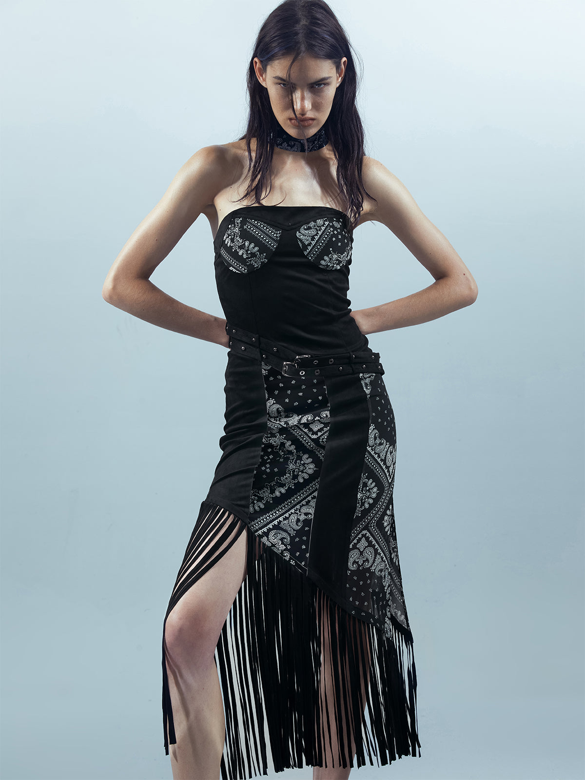 UpdateNN NORTH NODE Piscean Loom Ethereal Threads Fringe Trim Dress