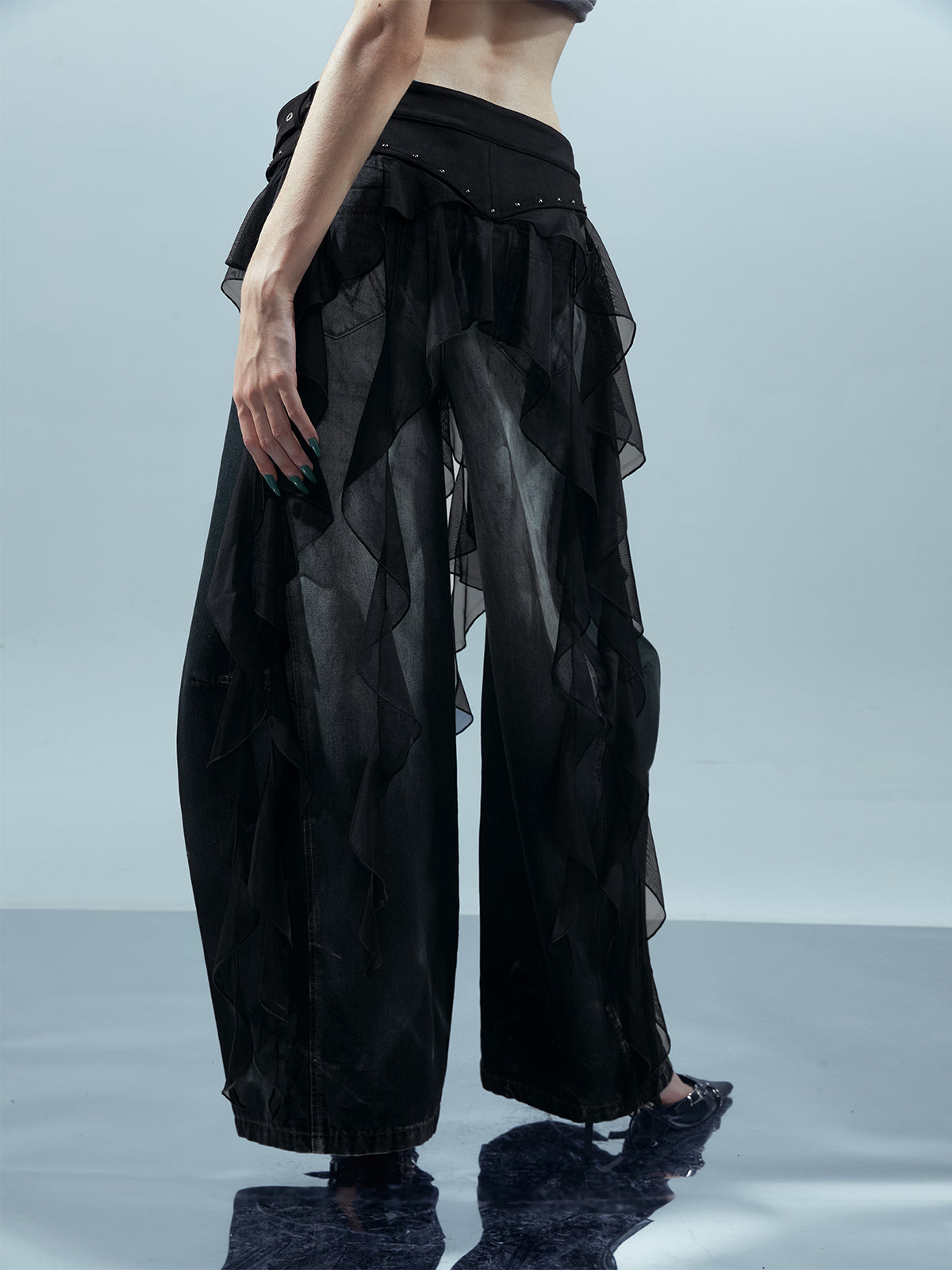 UpdateNN NORTH NODE Pisces Loom Ethereal Threads Cascading Hem V-Neck T-Shirt Long-Sleeve