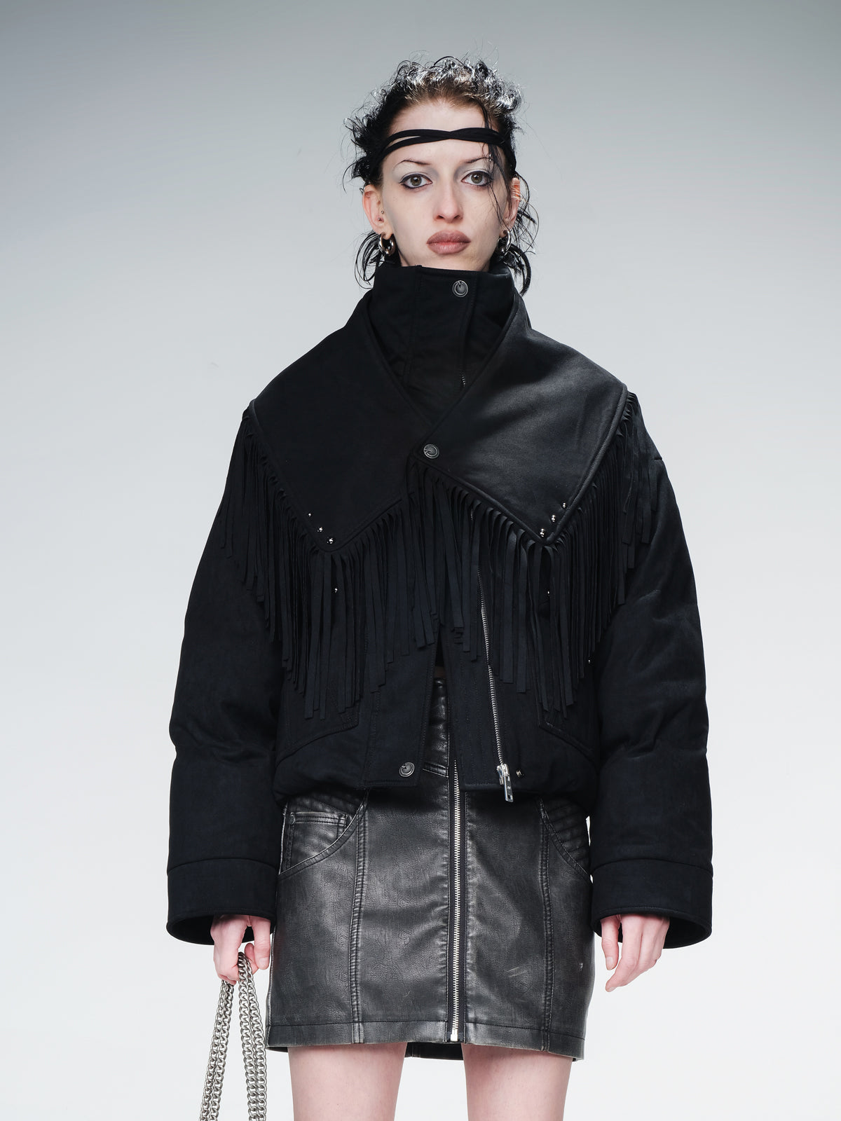 UpdateNN NORTH NODE Detachable Fringe Down Jacket With White Duck Feathers