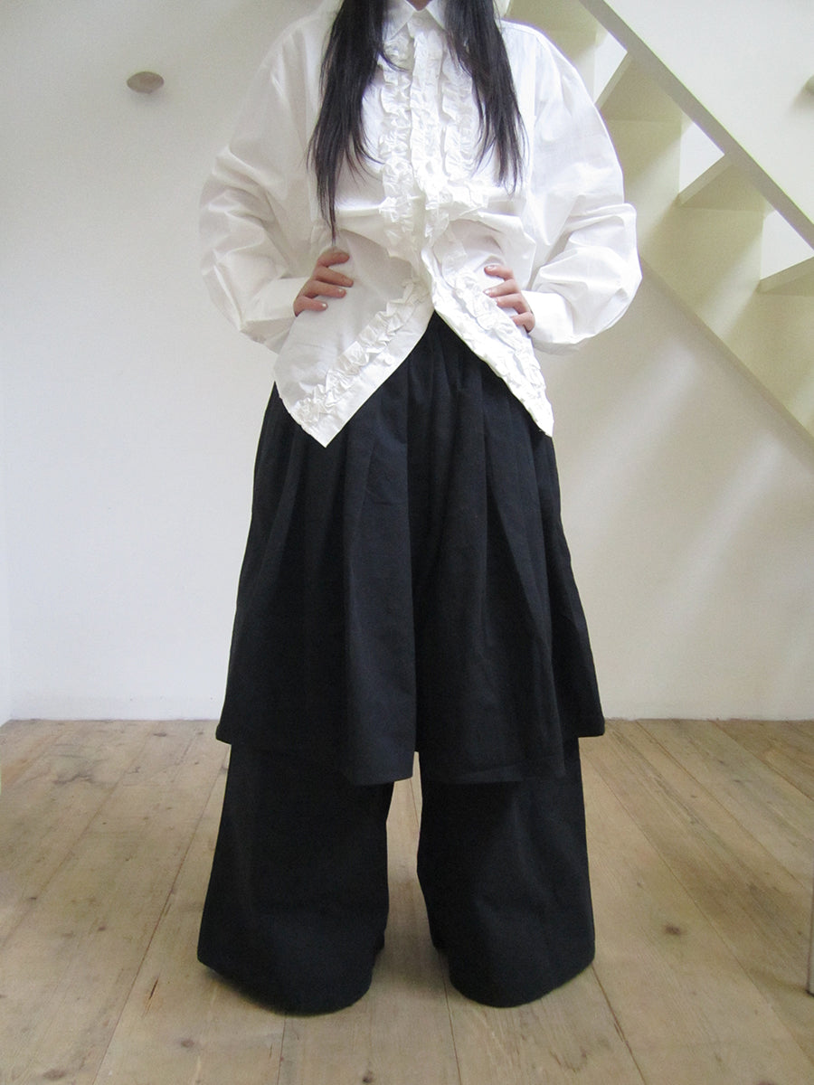 ang project Retro Two Tier Pleated Wide Leg Pant Skirt