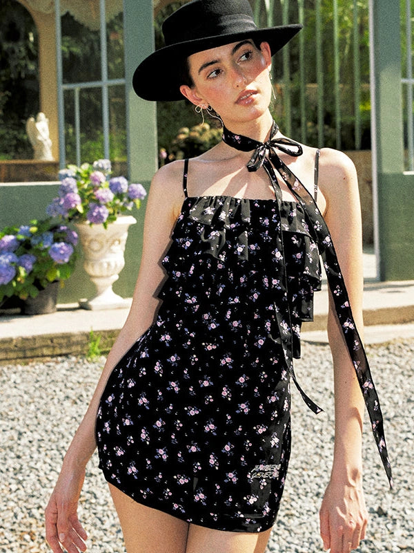 Sexy Print Strappy Slip Dress Short Black MISSTT Sexy Print Strappy Slip Dress Short Black MISSTT